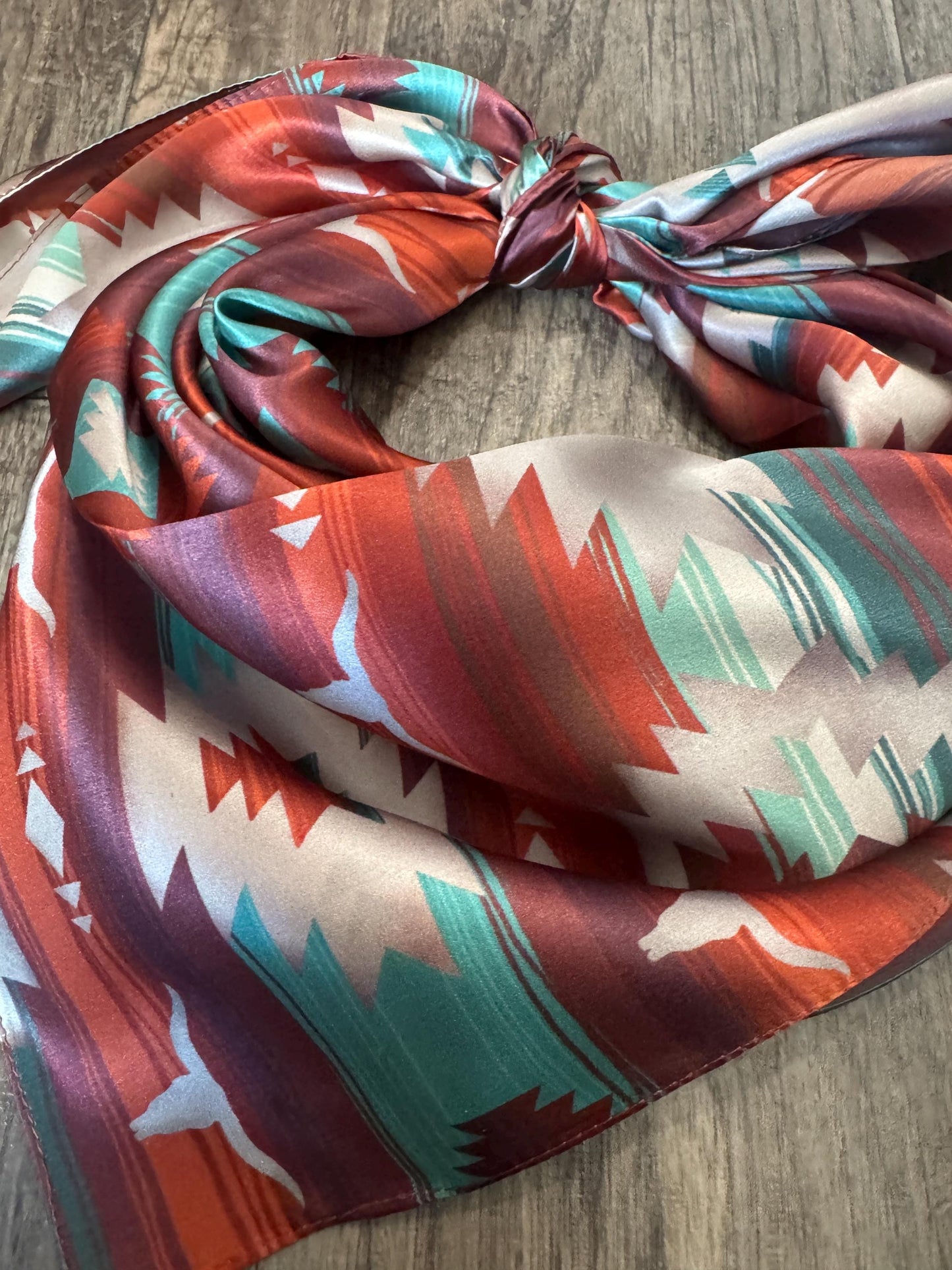 100% Silk Wild Rag Southwest Serape Longhorn by Double B Wild Rags