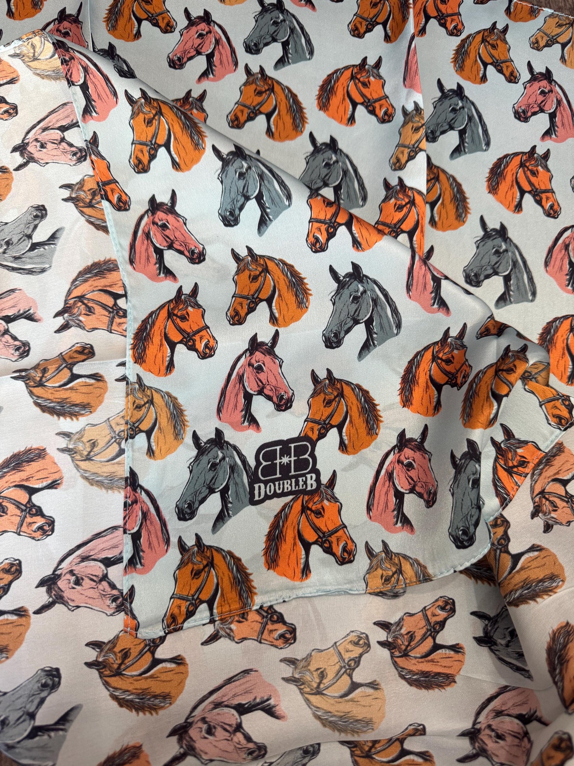 100% Silk Wild Rag Western Color Pop Horse by Double B Wild Rags