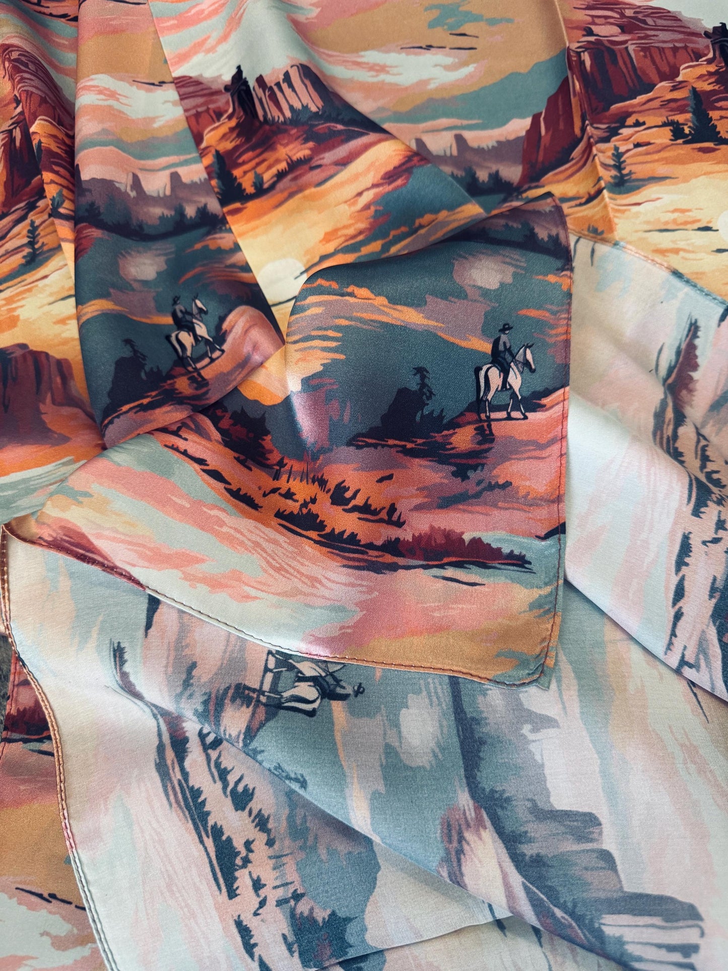 100% Silk Wild Rag Color Pop Western Desert by Double B Wild Rags