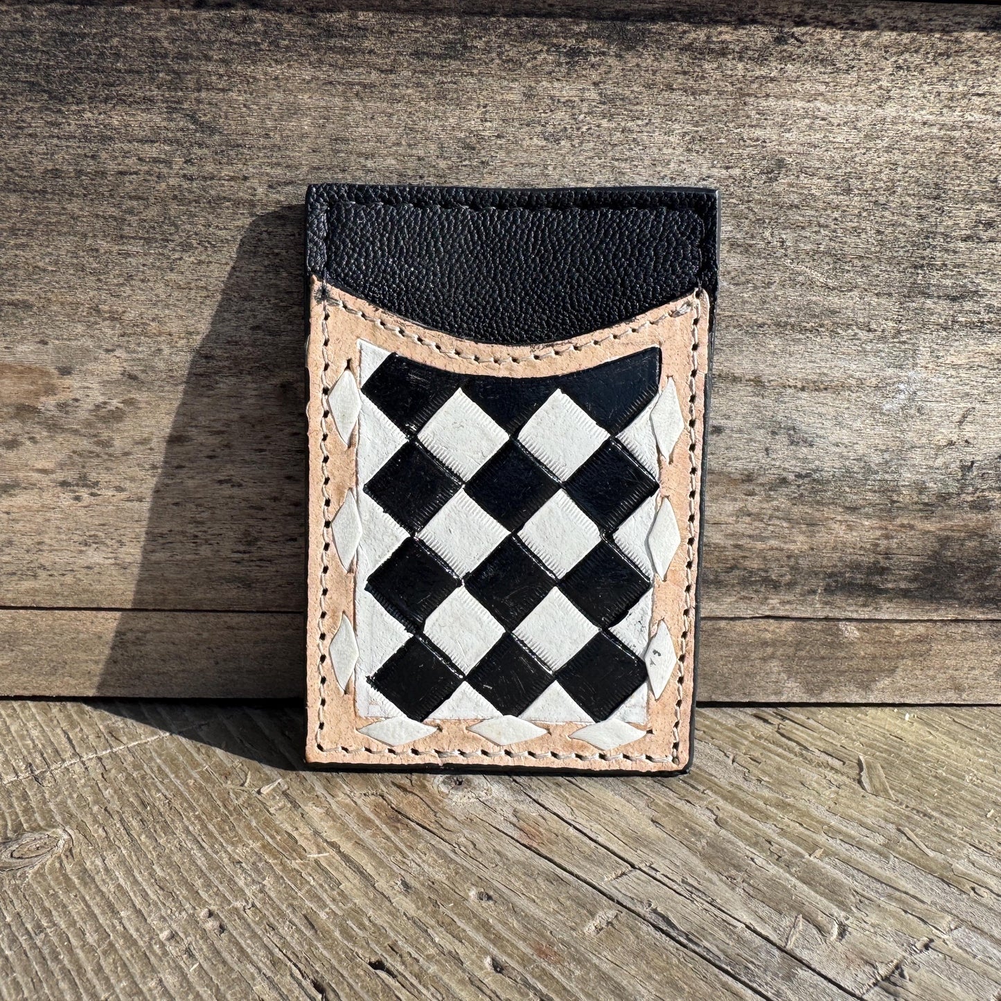 Checkered Black and White Genuine Leather Western Purse, Wallet, OR Clutch by Double B Wild Rags