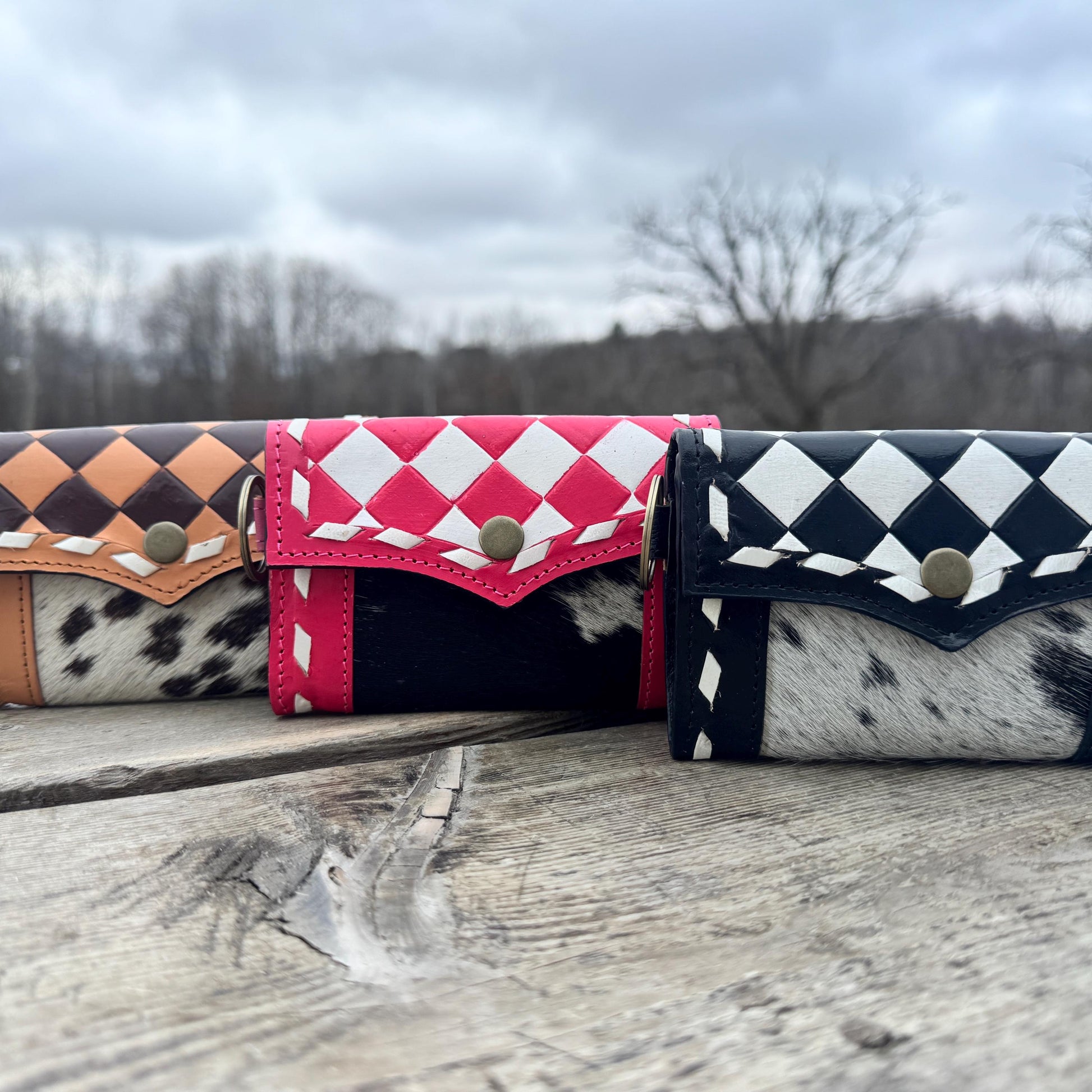 Black Pink or Brown Checkered Small Wallet by Double B Wild Rags