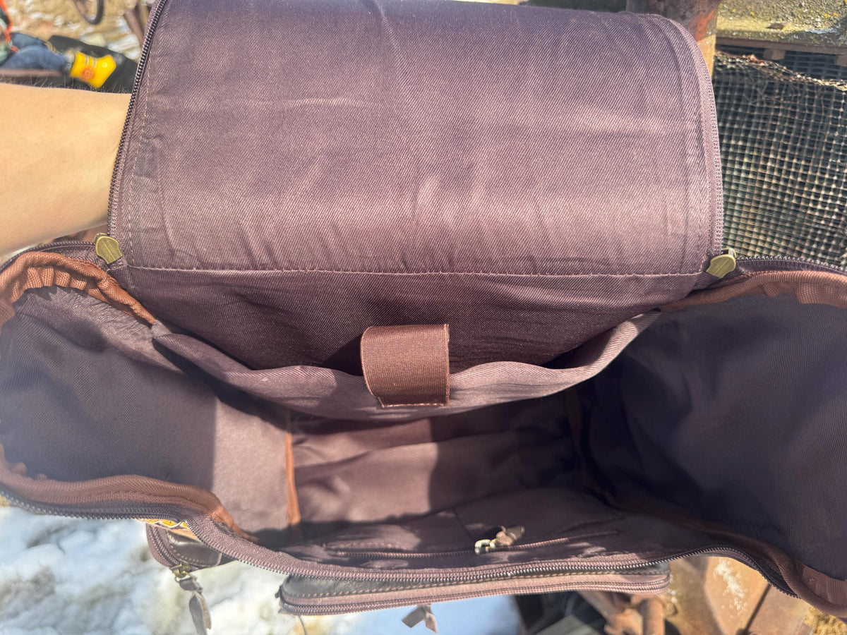 Fully Tooled Sunflower Western Backpack Genuine Leather Diaper Bag Personal Item carry-on luggage by Double B Wild Rags