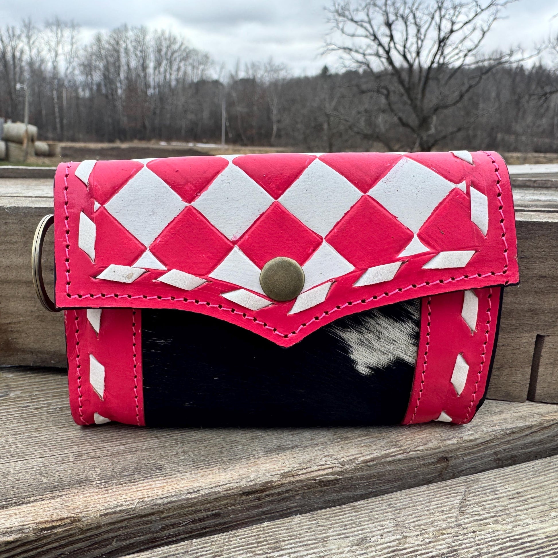 Black Pink or Brown Checkered Small Wallet by Double B Wild Rags