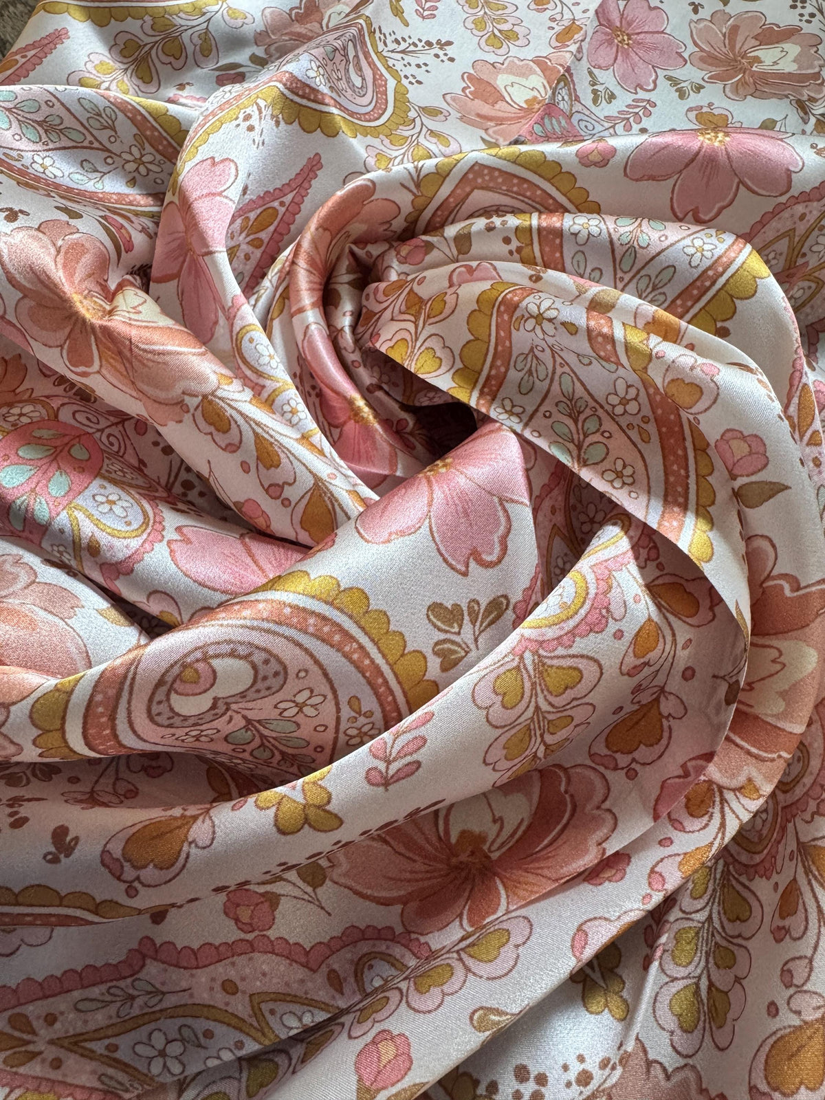 100% Silk Wild Rag Dusty Rose Pink Paisley by Double B Wild Rags