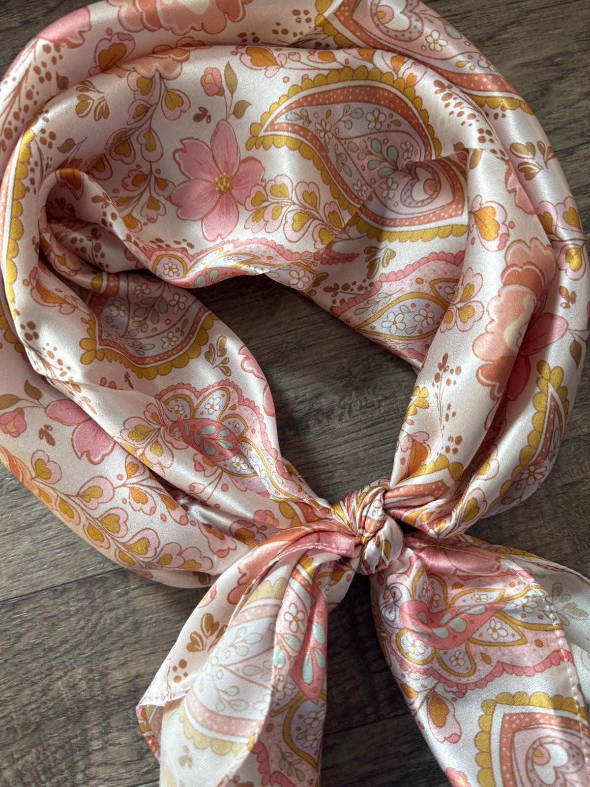 100% Silk Wild Rag Dusty Rose Pink Paisley by Double B Wild Rags