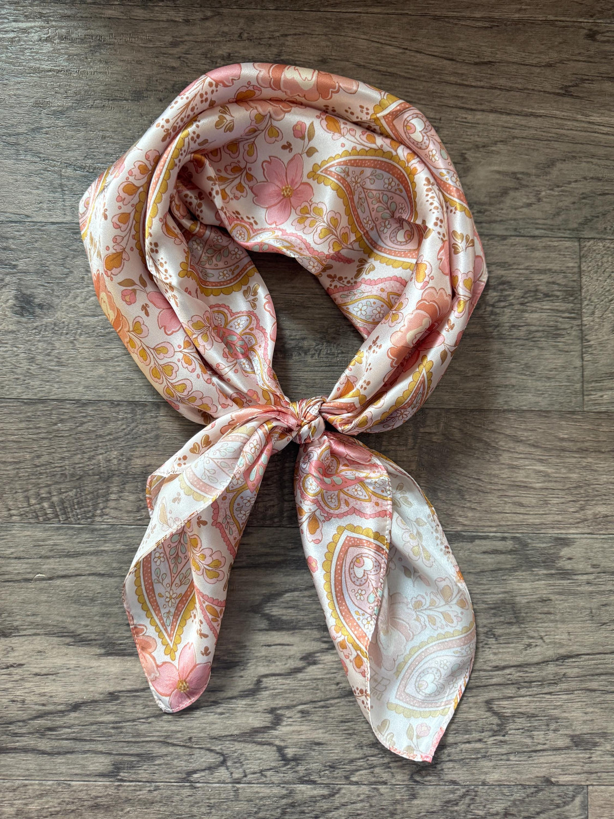 100% Silk Wild Rag Dusty Rose Pink Paisley by Double B Wild Rags