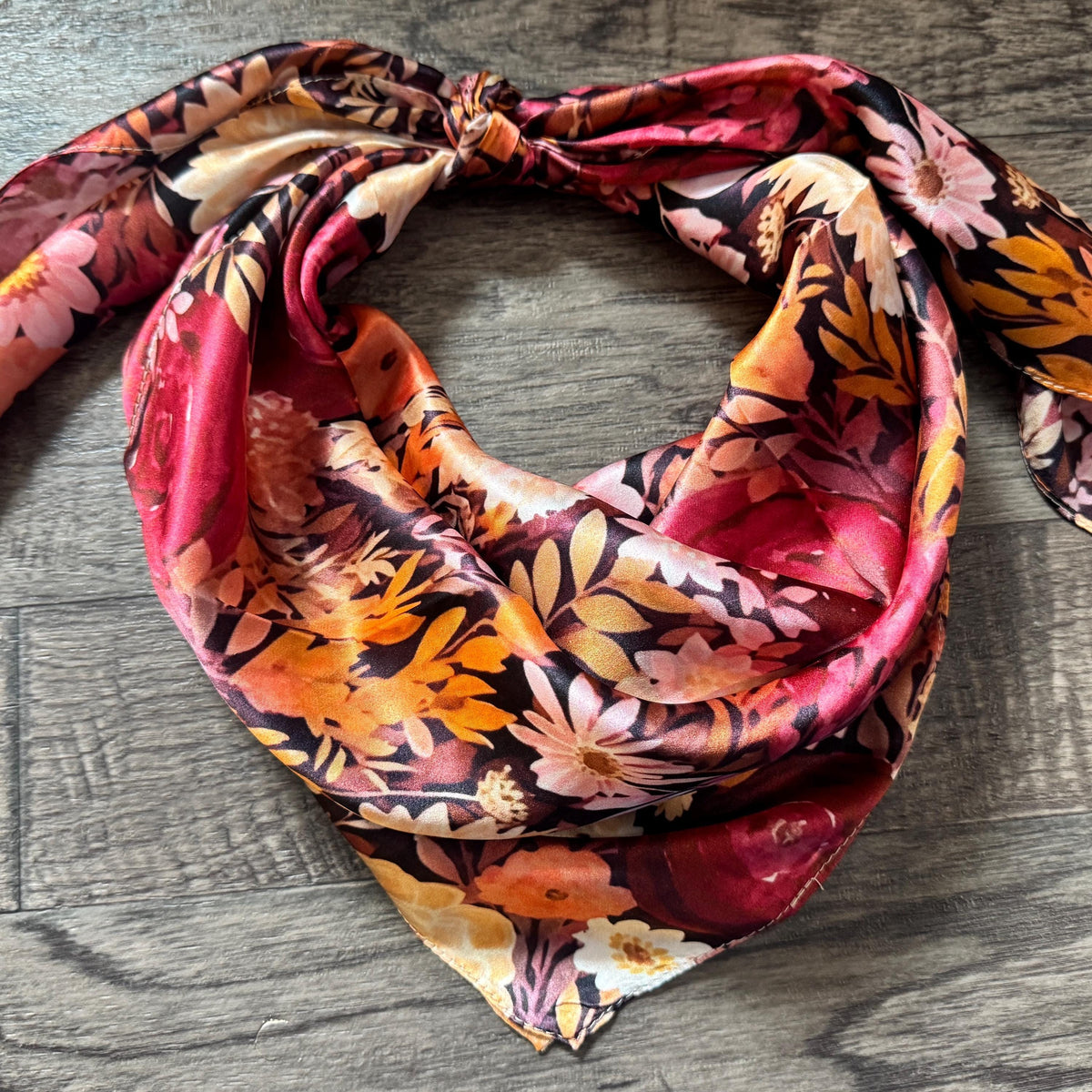 100% Silk Wild Rag Sunset Gold Floral by Double B Wild Rags