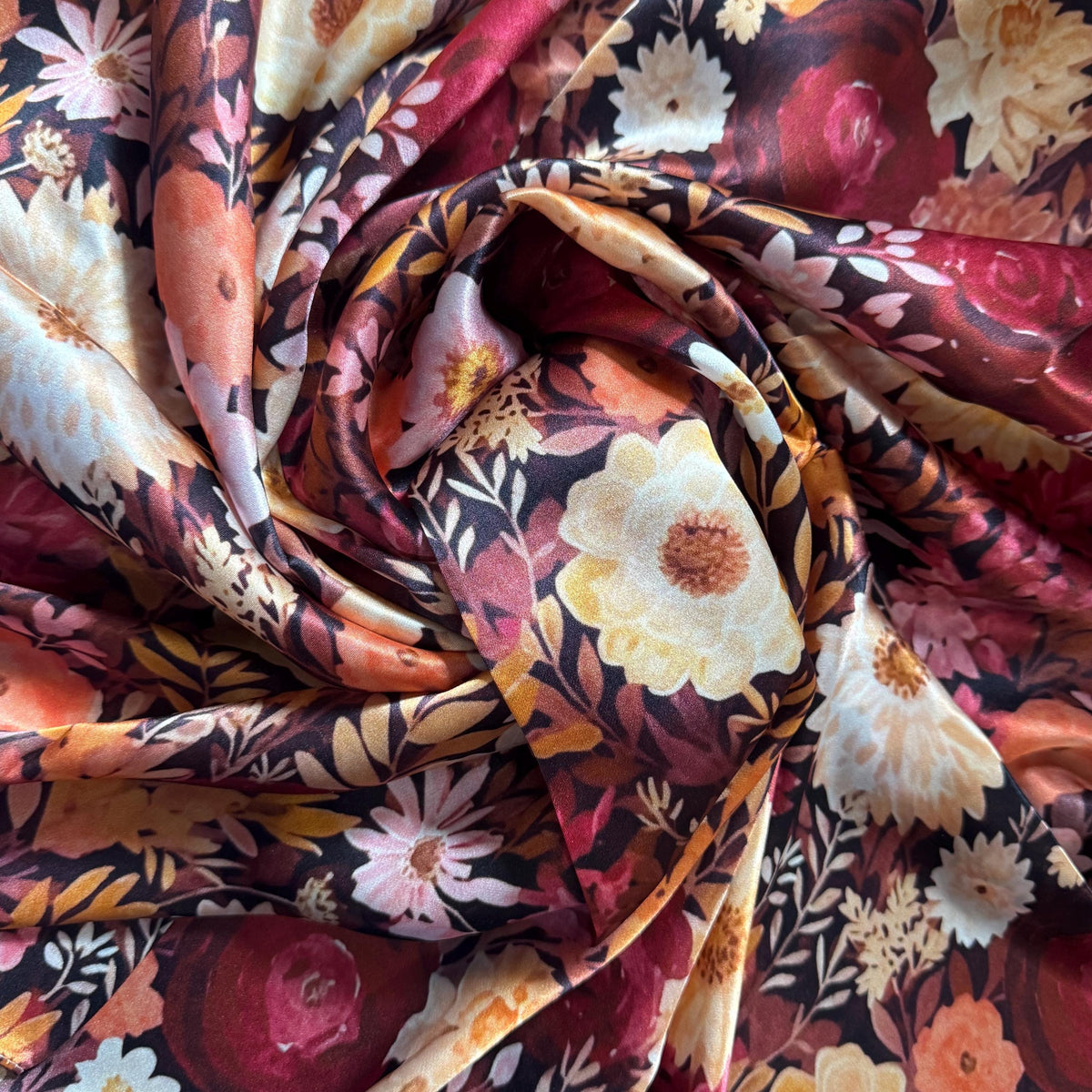 100% Silk Wild Rag Sunset Gold Floral by Double B Wild Rags