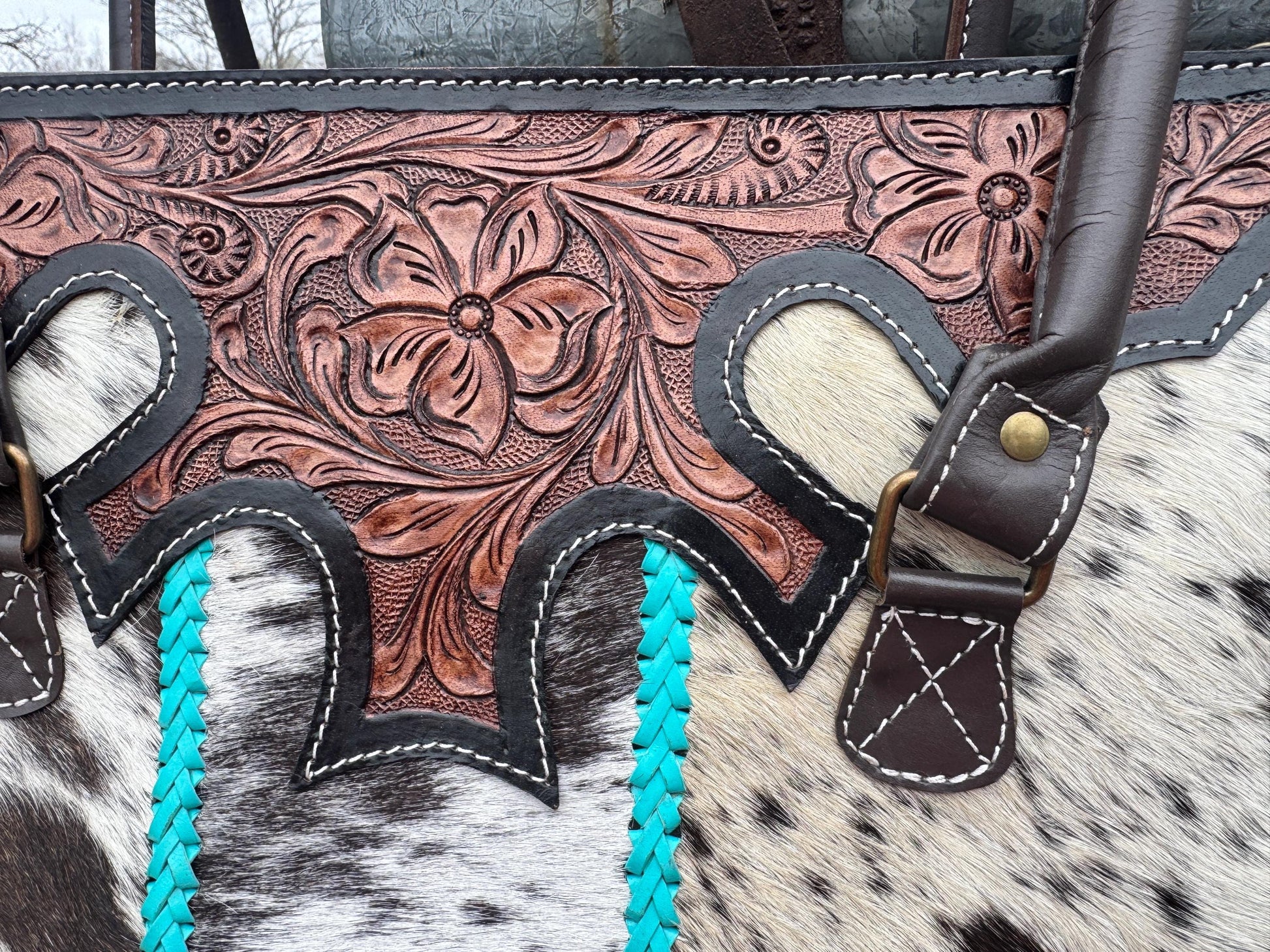 Turquoise Trail Western Leather Tote bag by Double B