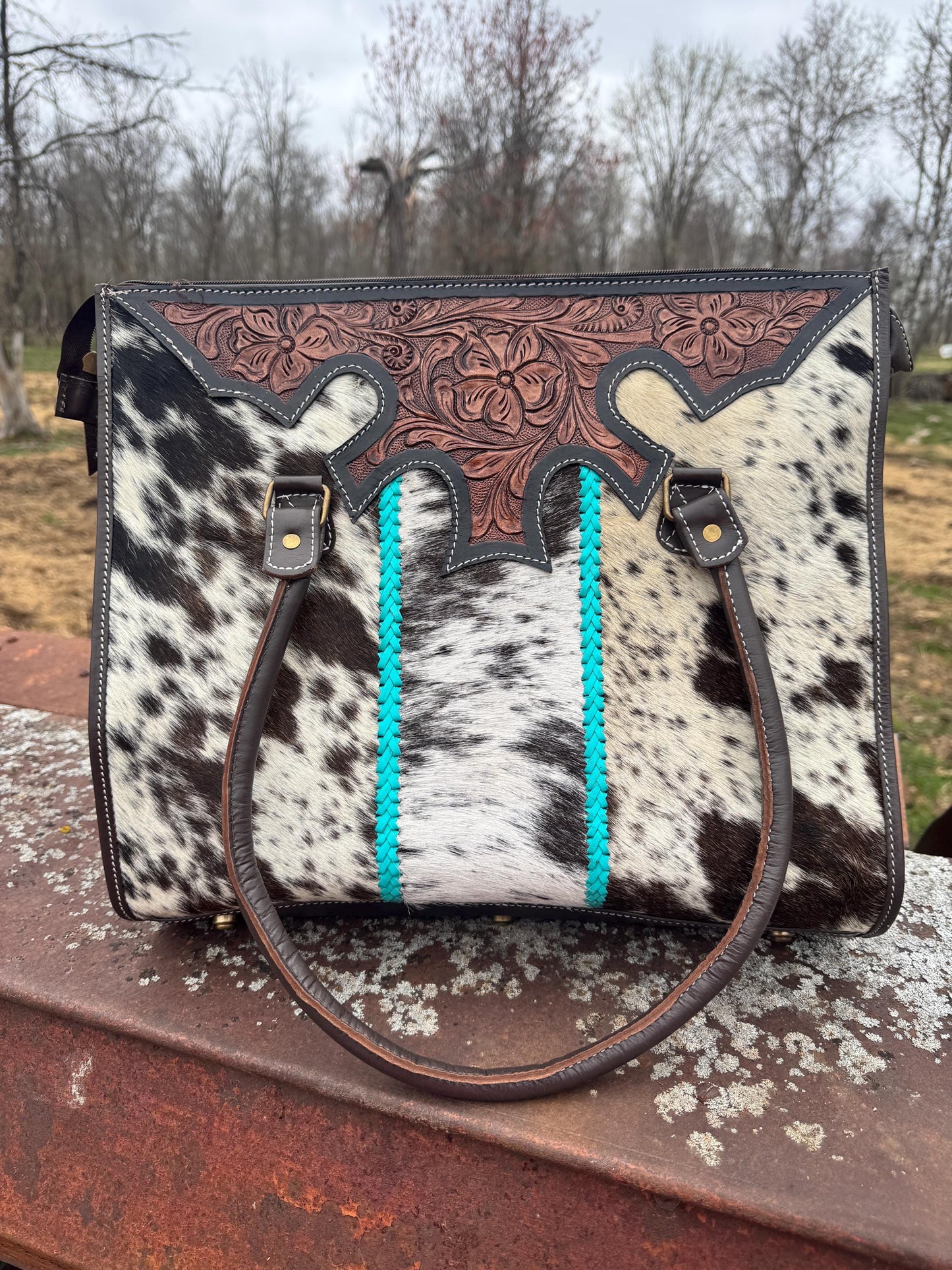 Turquoise Trail Western Leather Tote bag by Double B