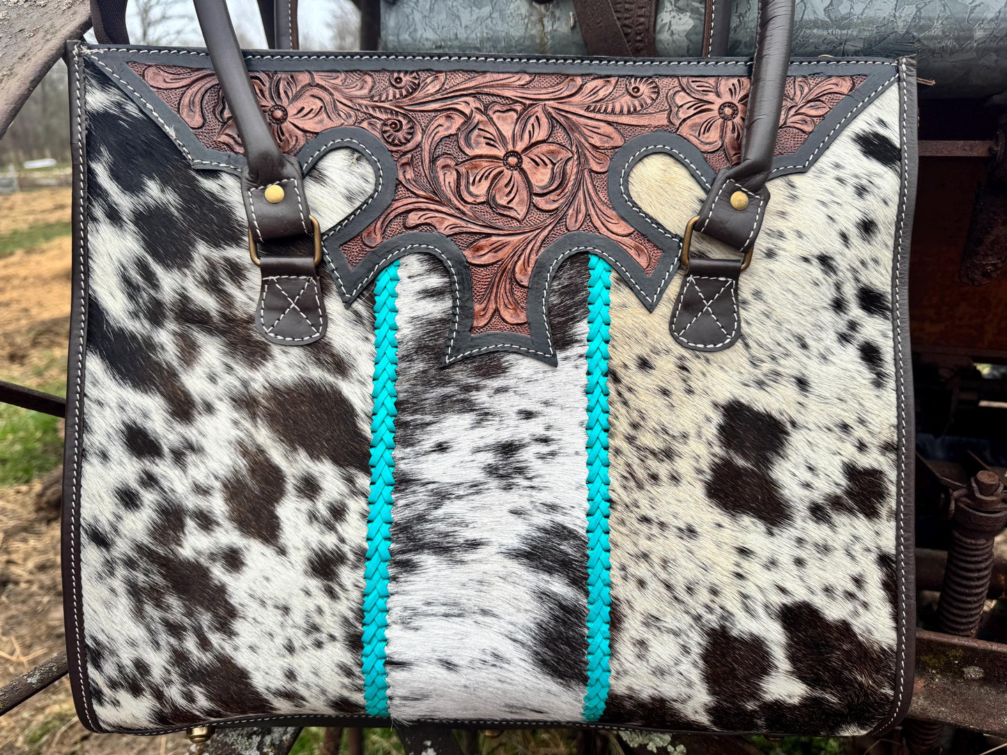 Turquoise Trail Western Leather Tote bag by Double B