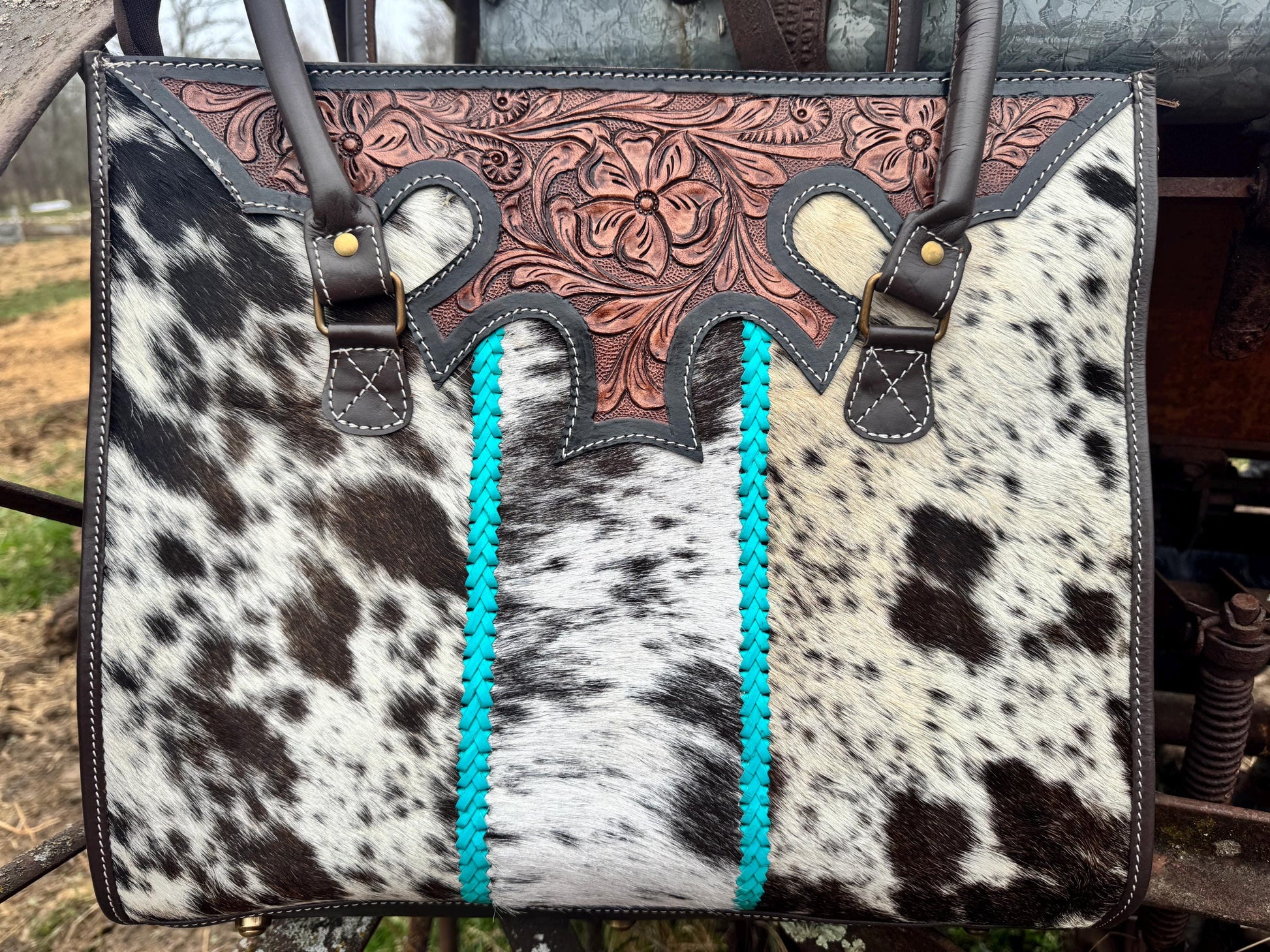Turquoise Trail Western Leather Tote bag by Double B