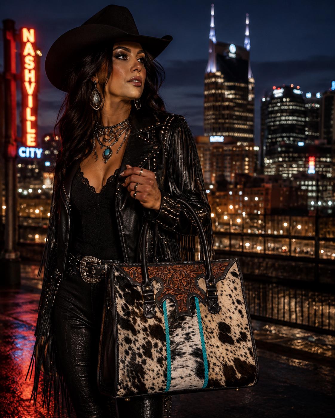 Turquoise Trail Western Leather Tote bag by Double B