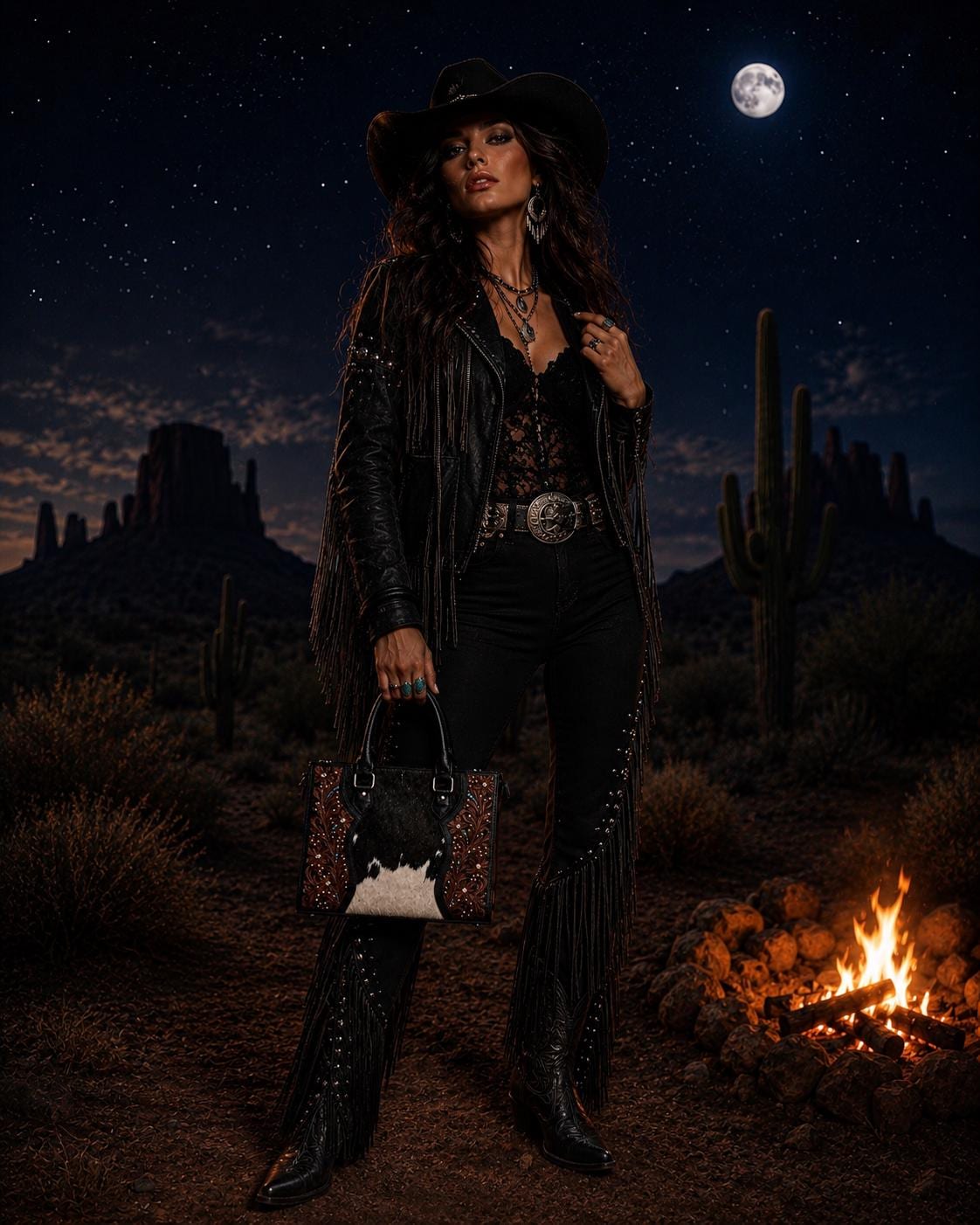 Midnight Outlaw Western Leather Handbag by Double B