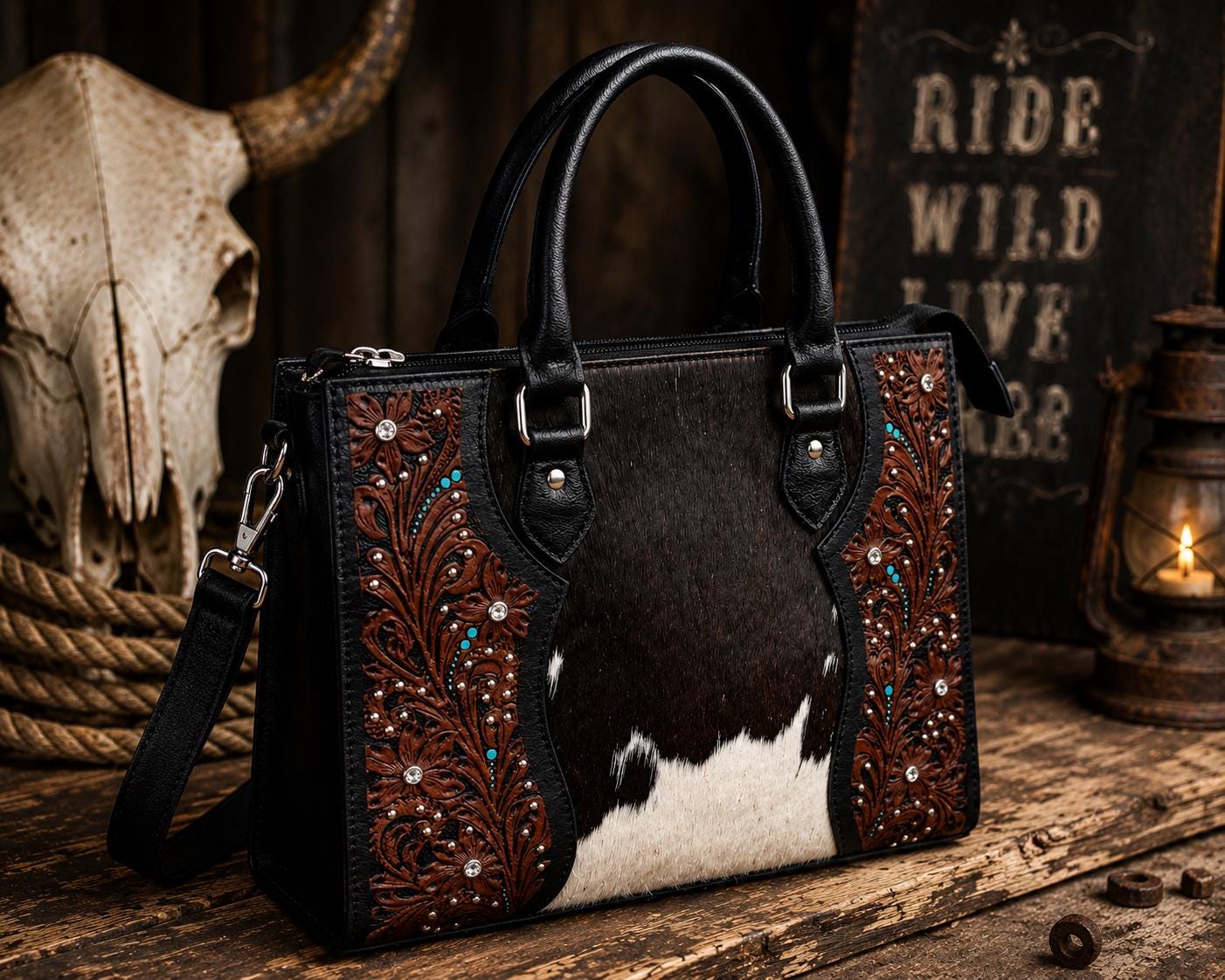Midnight Outlaw Western Leather Handbag by Double B