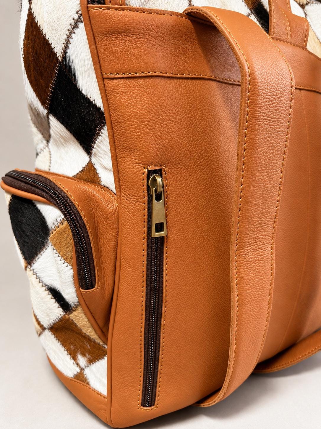Diamond Patch Genuine Cowhide Leather Backpack by Double B