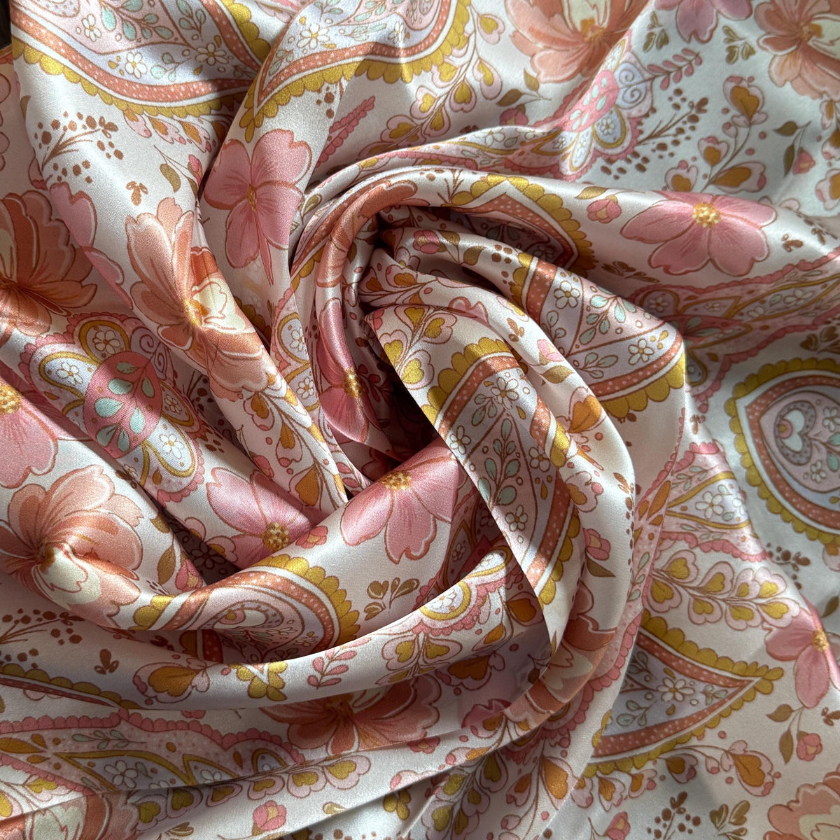 100% Silk Wild Rag Dusty Rose Pink Paisley by Double B Wild Rags