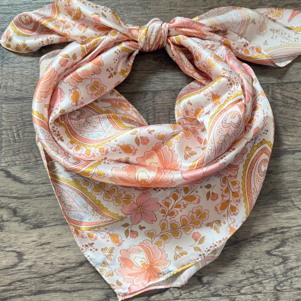 100% Silk Wild Rag Dusty Rose Pink Paisley by Double B Wild Rags