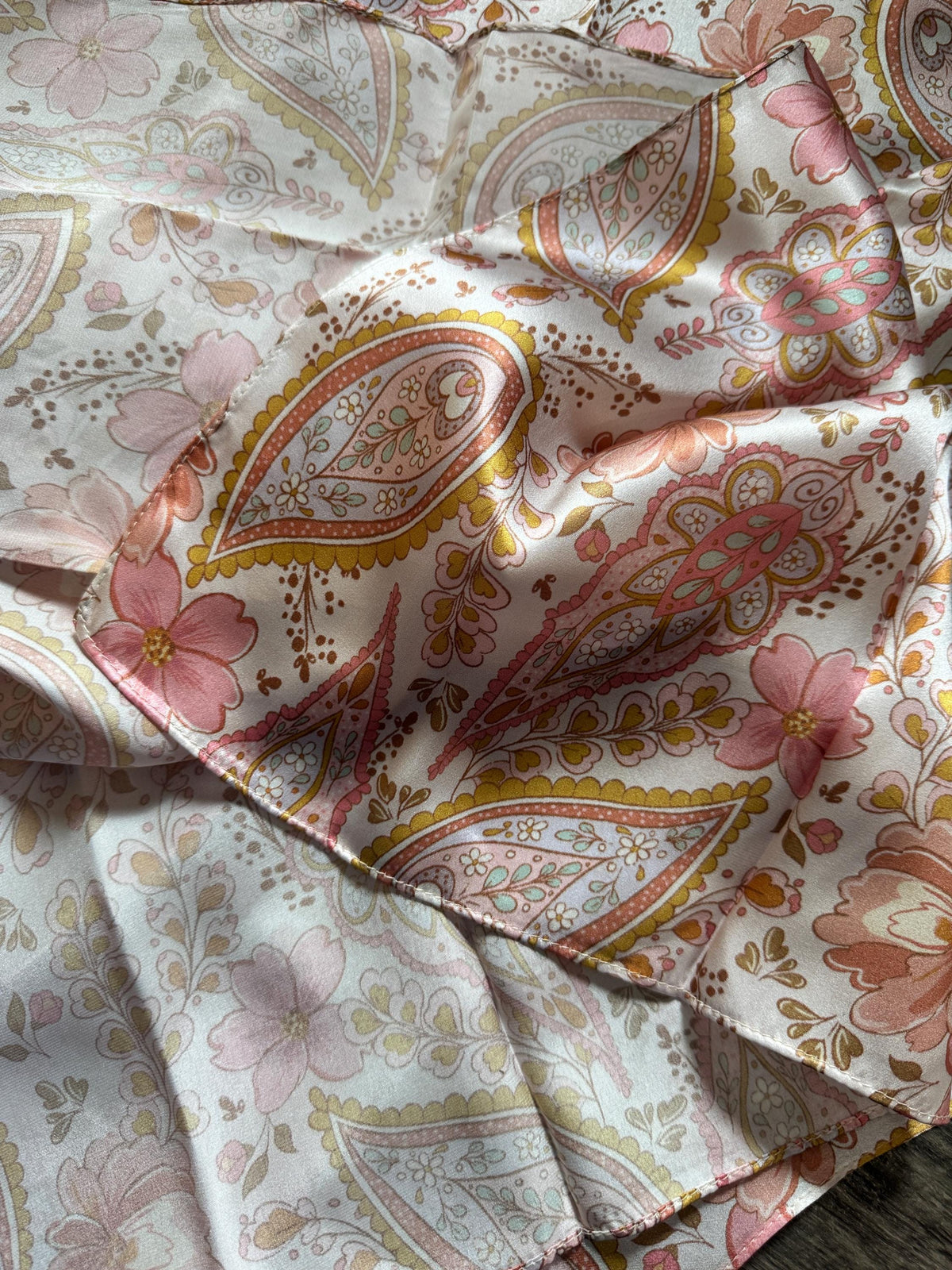 100% Silk Wild Rag Dusty Rose Pink Paisley by Double B Wild Rags