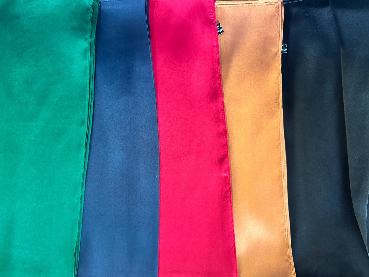 100% Silk Wild Rag Solid Color Black Navy Green Red Orange by Double B Wild Rags