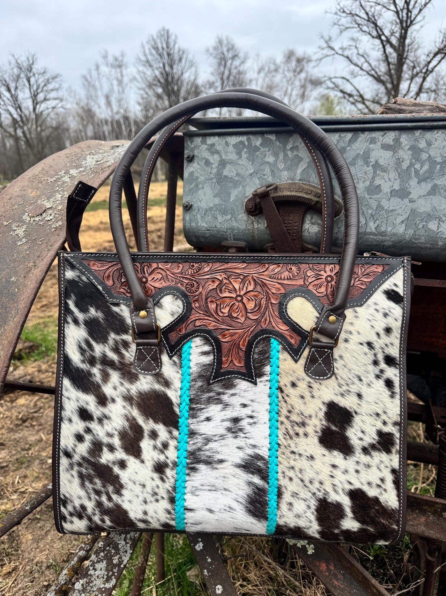 Turquoise Trail Western Leather Tote bag by Double B