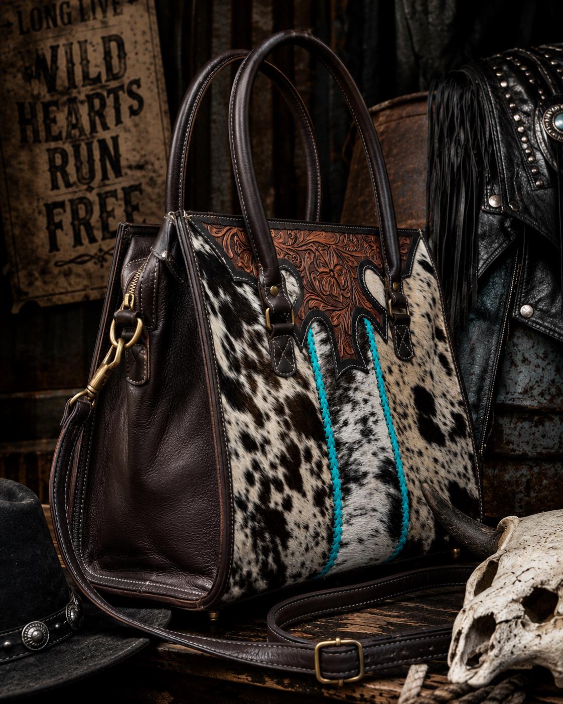 Turquoise Trail Western Leather Tote bag by Double B