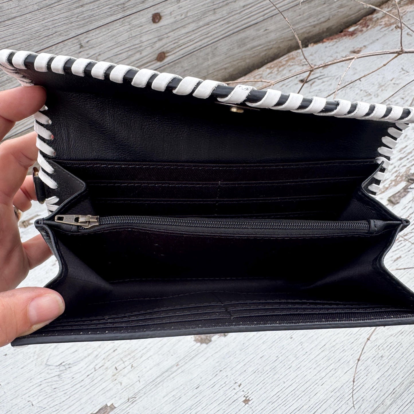 Black and White Checkered Handbag Tote or Wallet by Double B