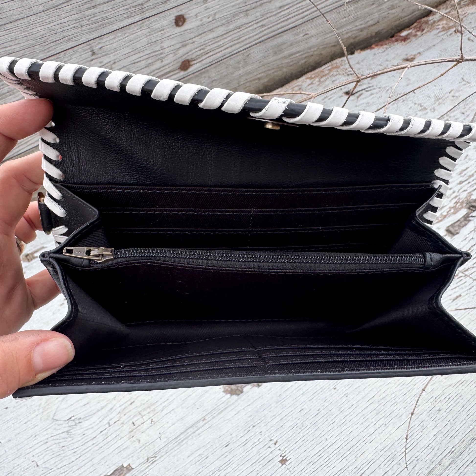 Black and White Checkered Handbag Tote or Wallet by Double B