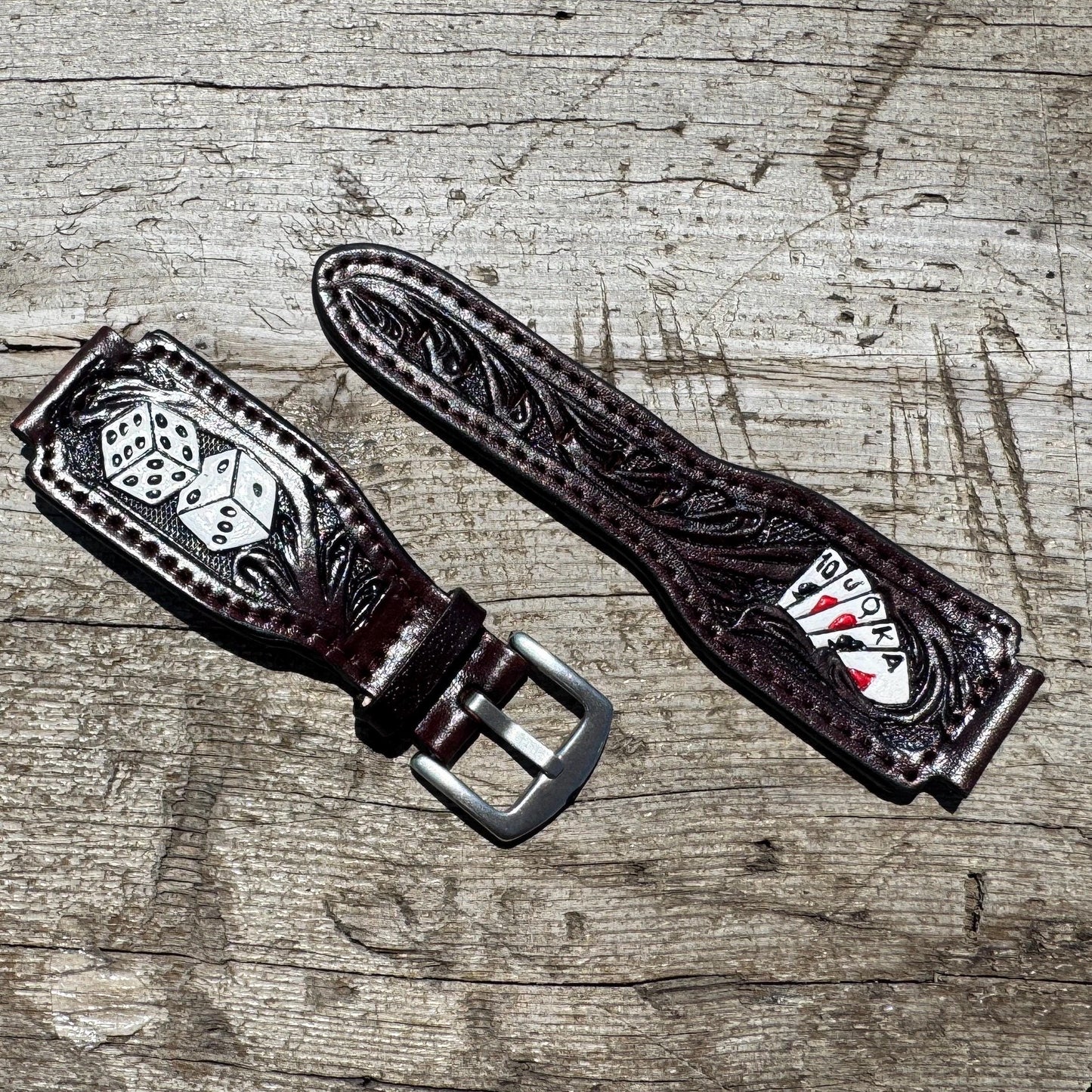 Western Tooled Leather Floral Smart Watch Band for Samsung or Apple