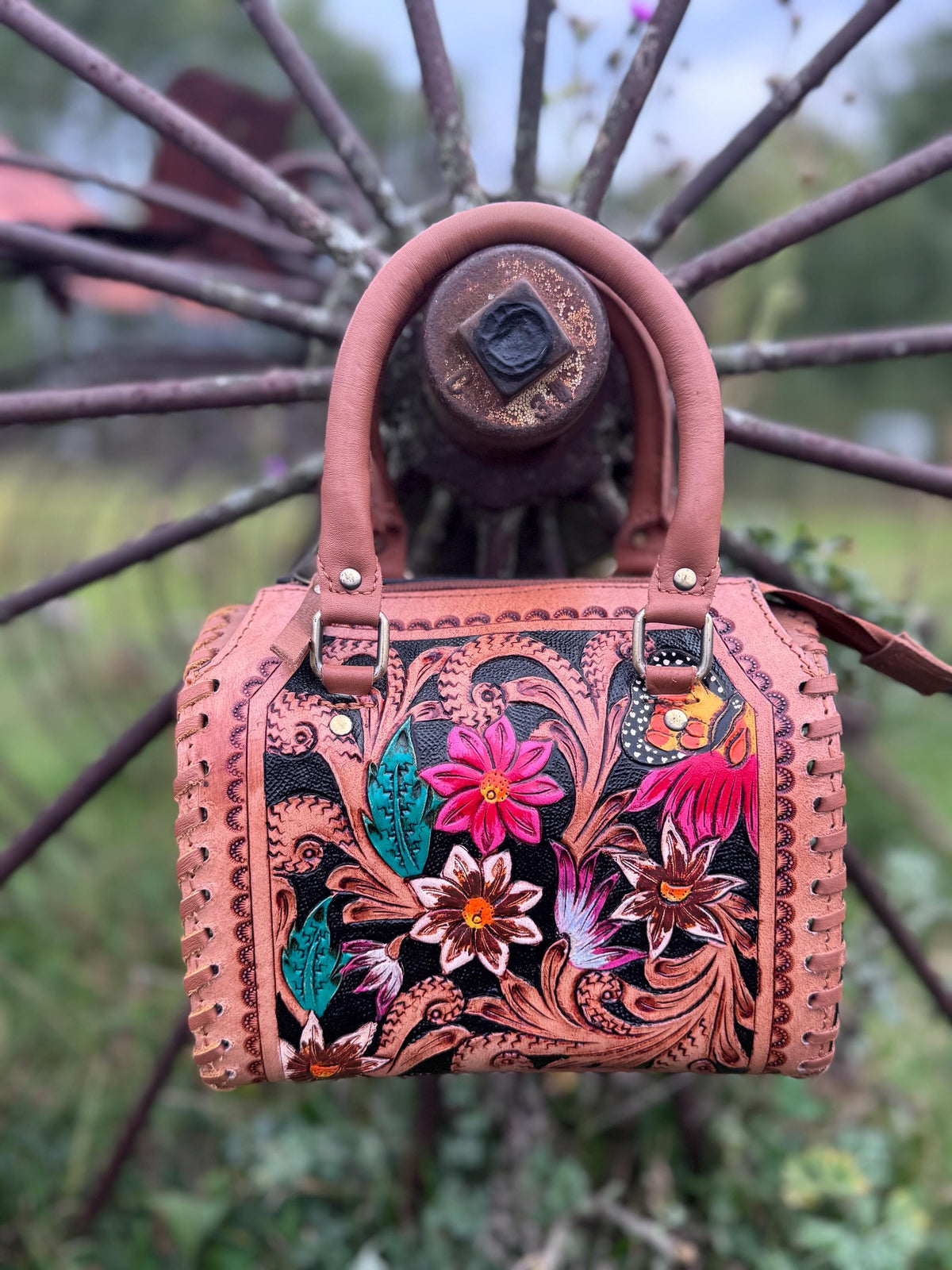 Wildflower Revival Western Speedy Leather Purse with optional wallet