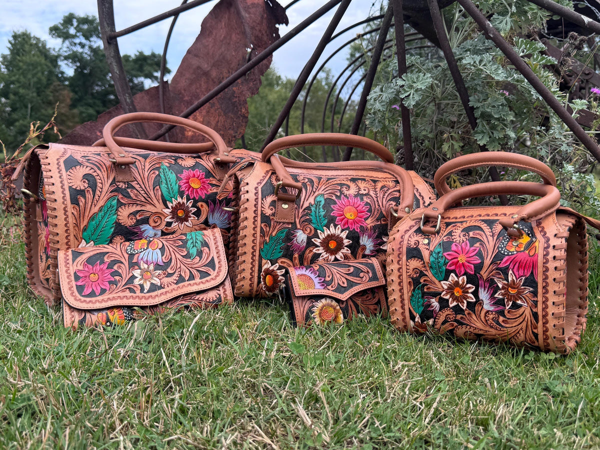 Wildflower Revival Western Speedy Leather Purse with optional wallet