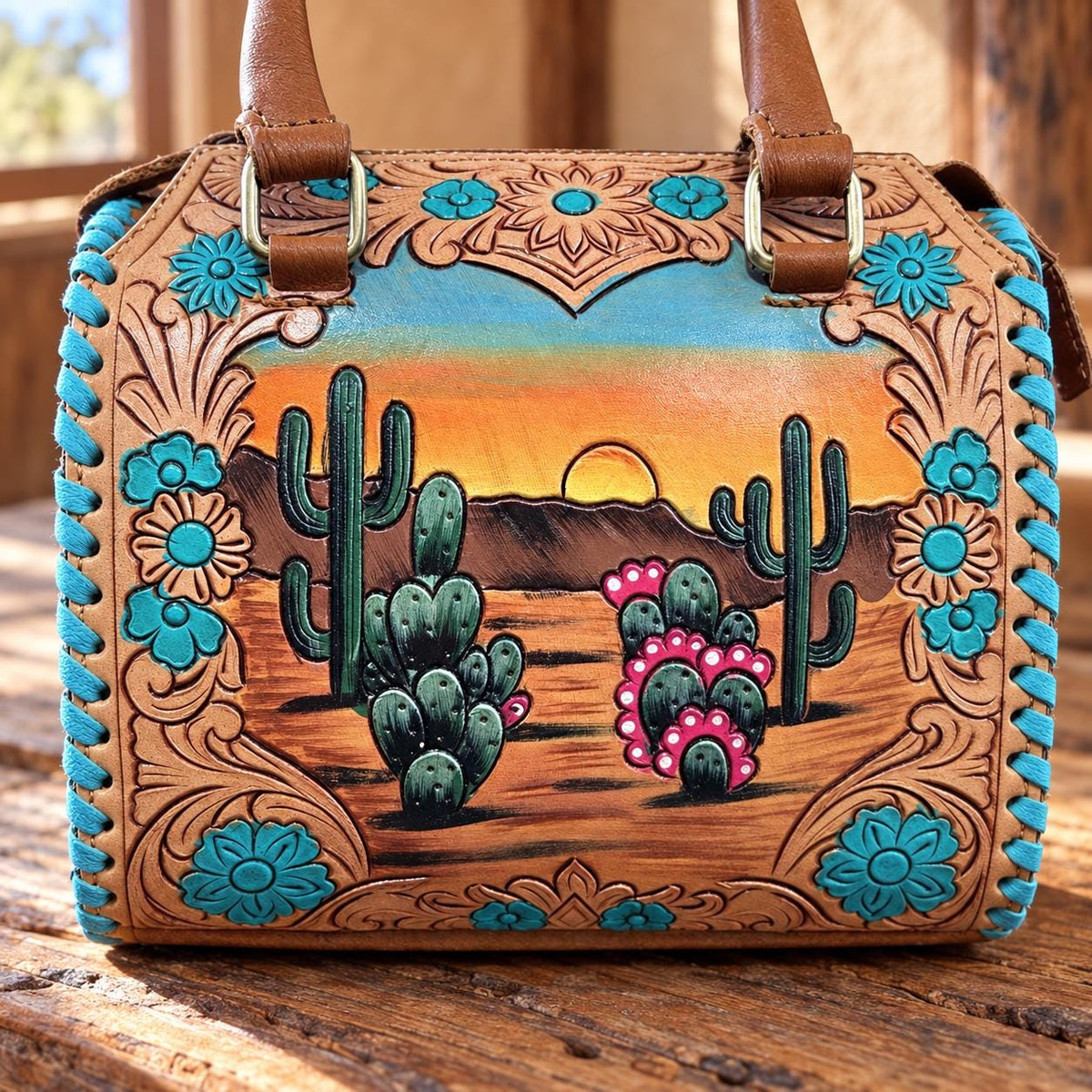 Catus Blossom Western Speedy Leather Purse by Double B