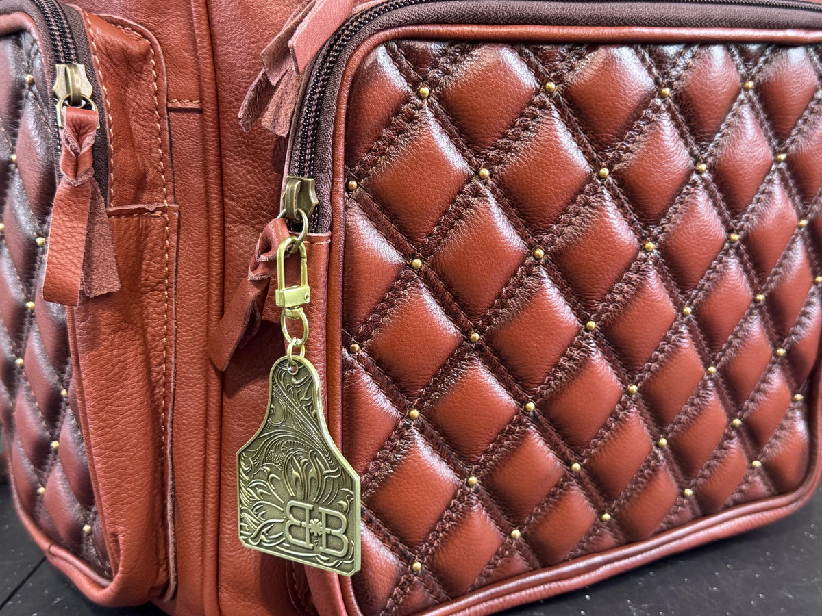 Quilted Western Backpack Genuine Leather Diaper Bag Personal Item carry-on luggage by Double B Wild Rags