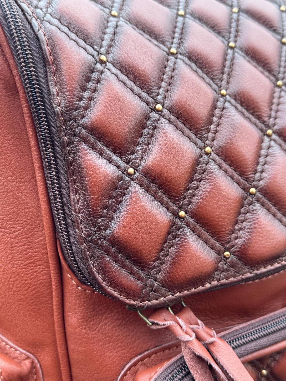 Quilted Western Backpack Genuine Leather Diaper Bag Personal Item carry-on luggage by Double B Wild Rags