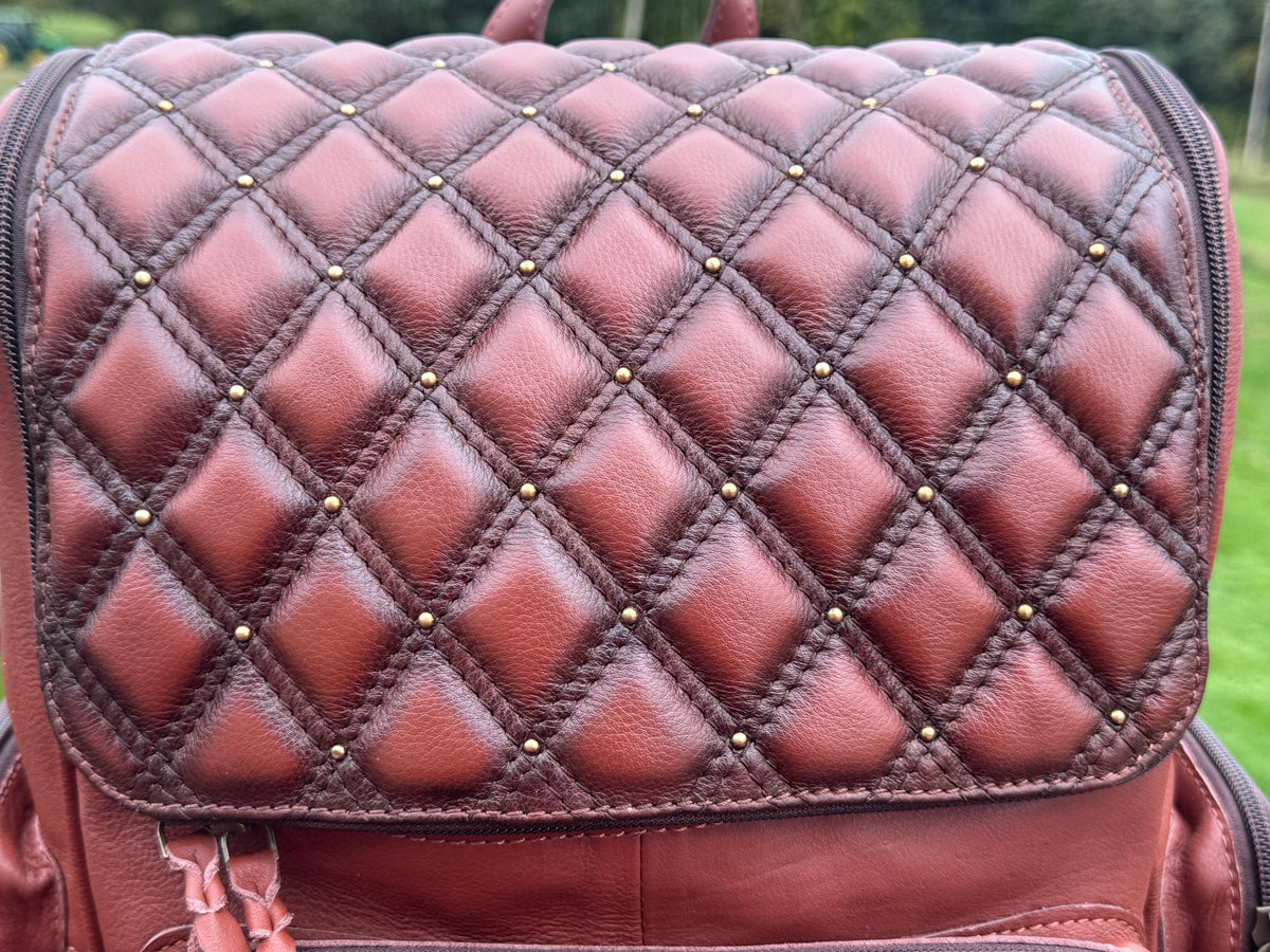 Quilted Western Backpack Genuine Leather Diaper Bag Personal Item carry-on luggage by Double B Wild Rags