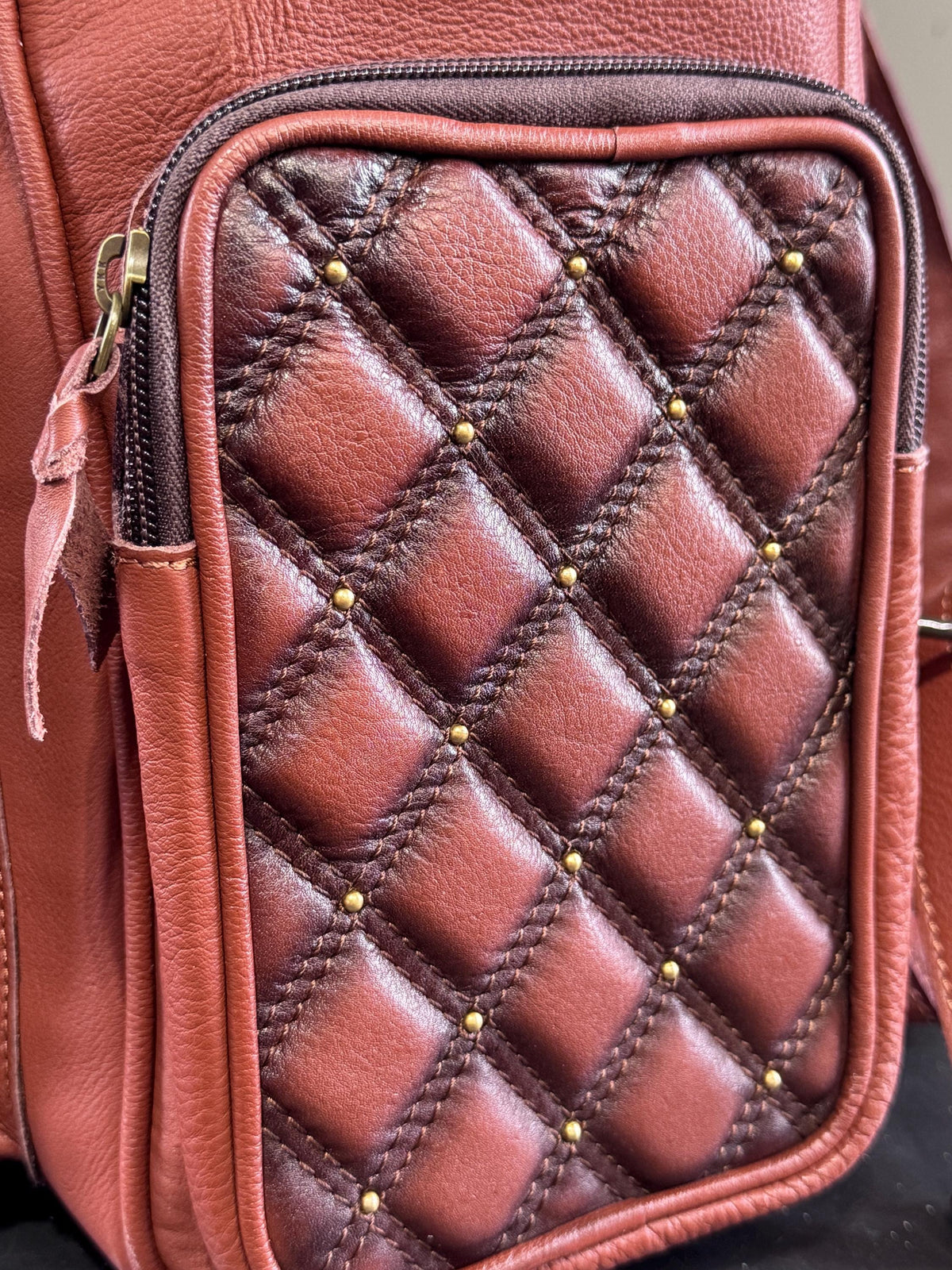 Quilted Western Backpack Genuine Leather Diaper Bag Personal Item carry-on luggage by Double B Wild Rags