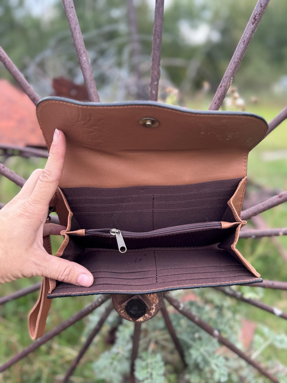 Wildflower Revival Western Speedy Leather Purse with optional wallet