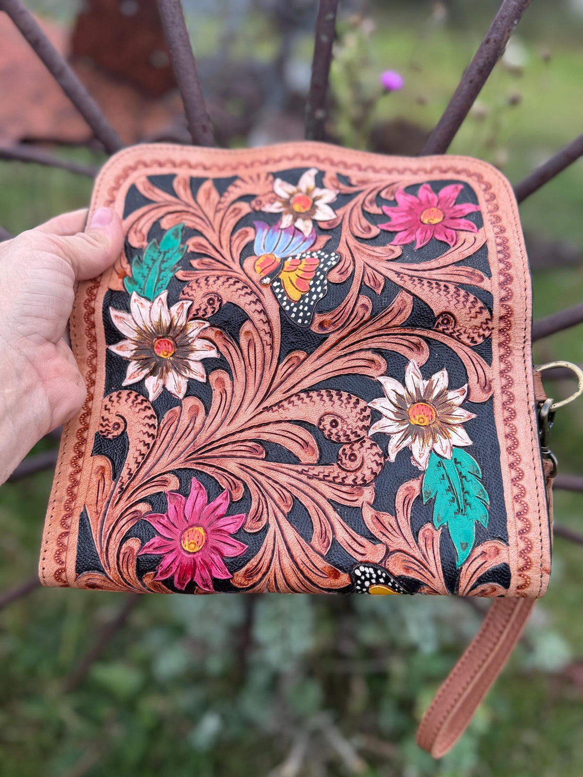 Wildflower Revival Western Speedy Leather Purse with optional wallet