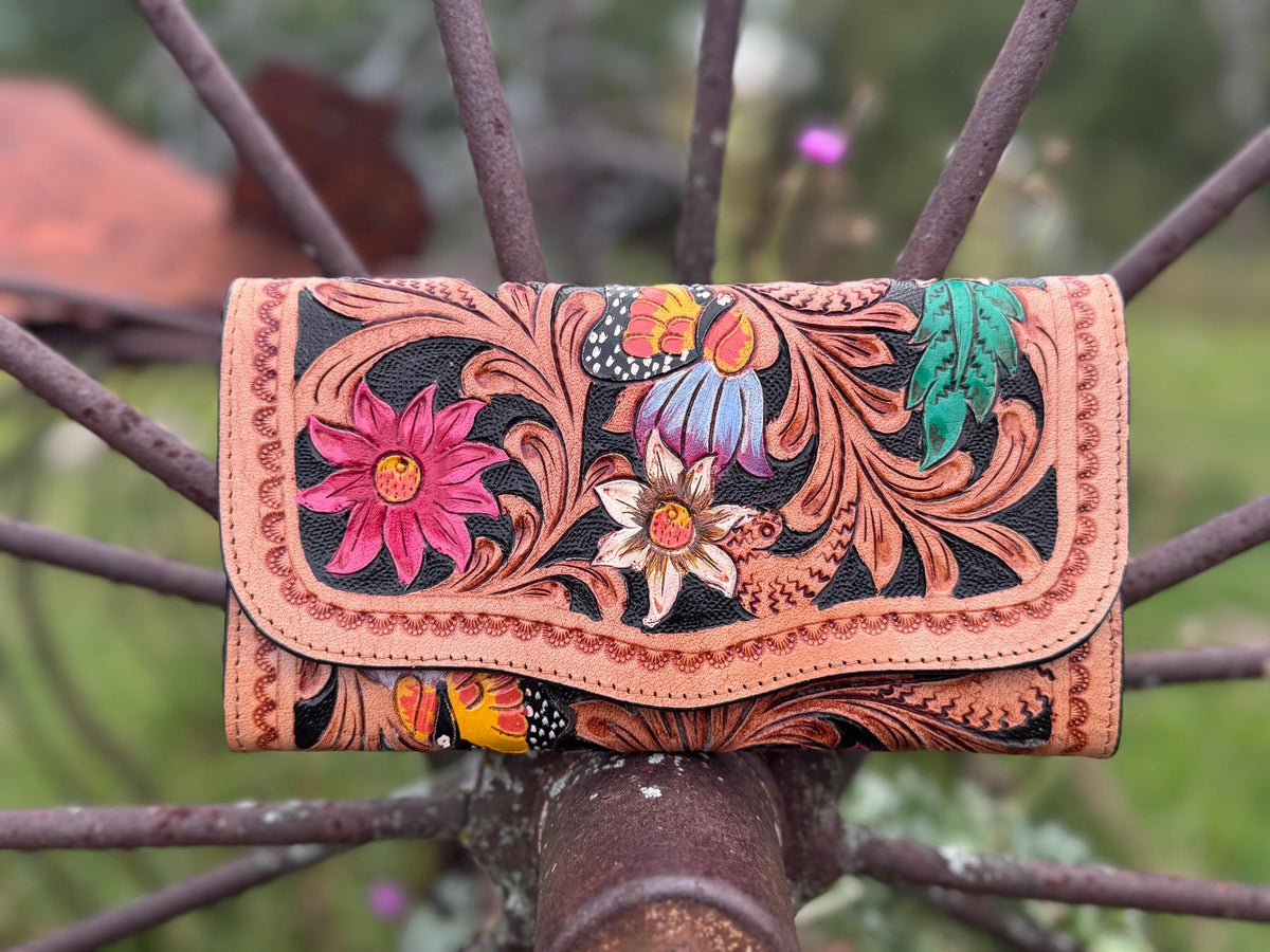 Wildflower Revival Western Speedy Leather Purse with optional wallet