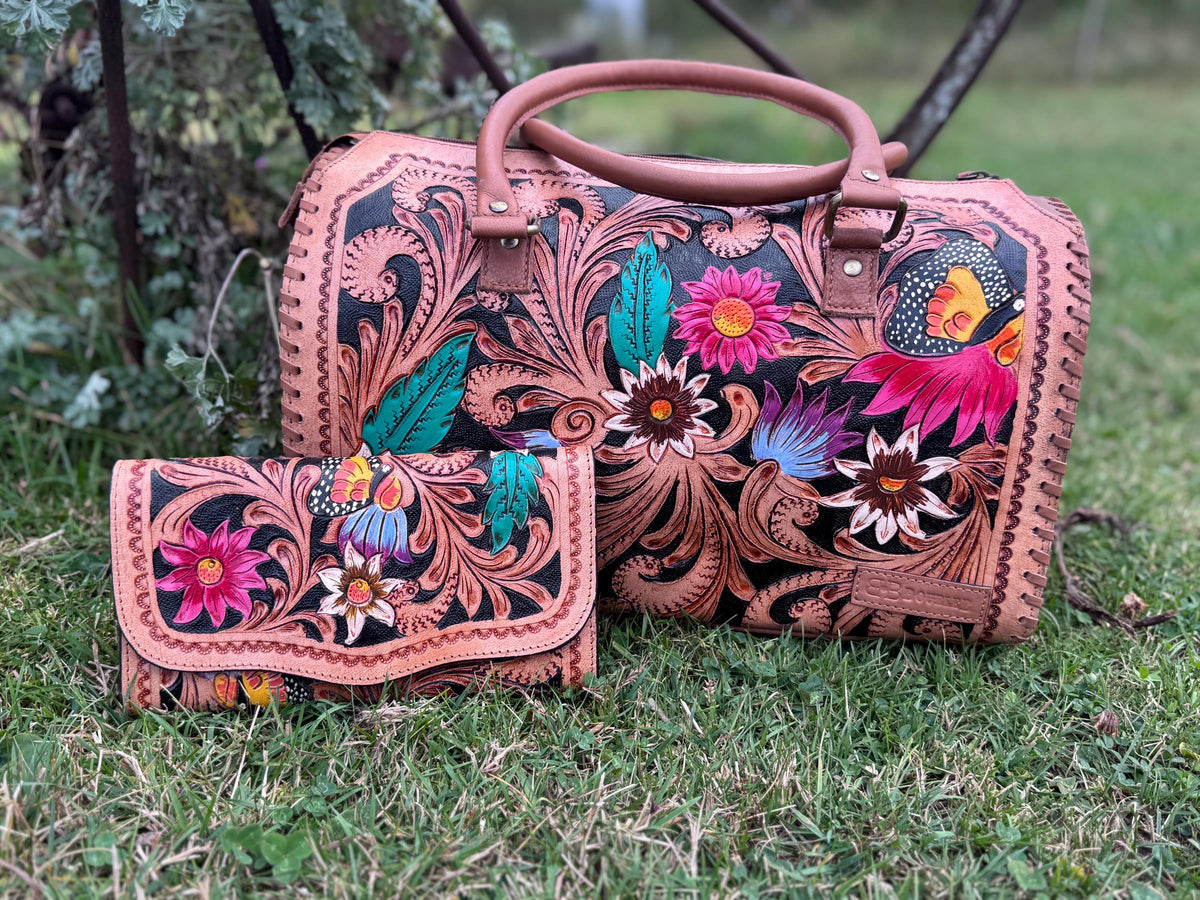 Wildflower Revival Western Speedy Leather Purse with optional wallet
