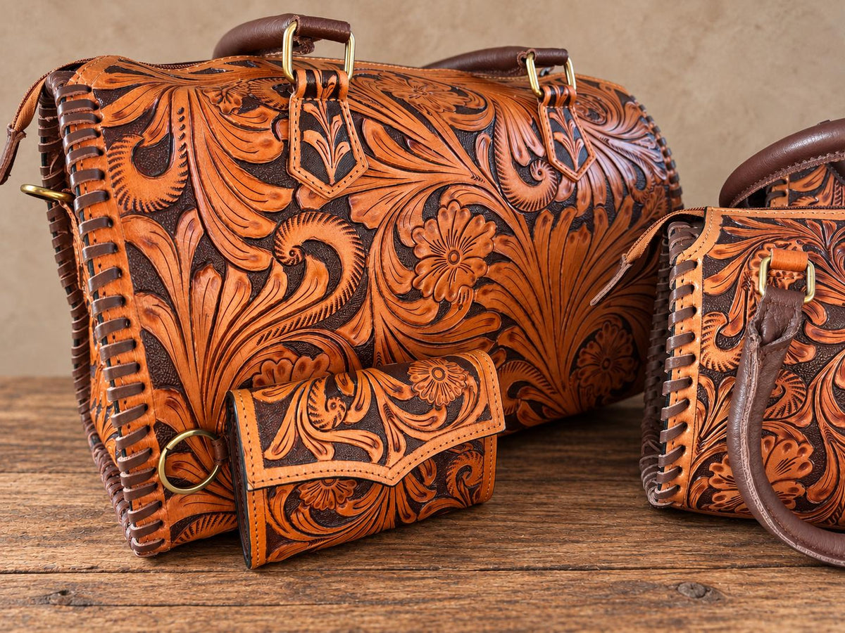 The Sheridan Sorrel Speedy Leather Barrel Bag Purse by Double B