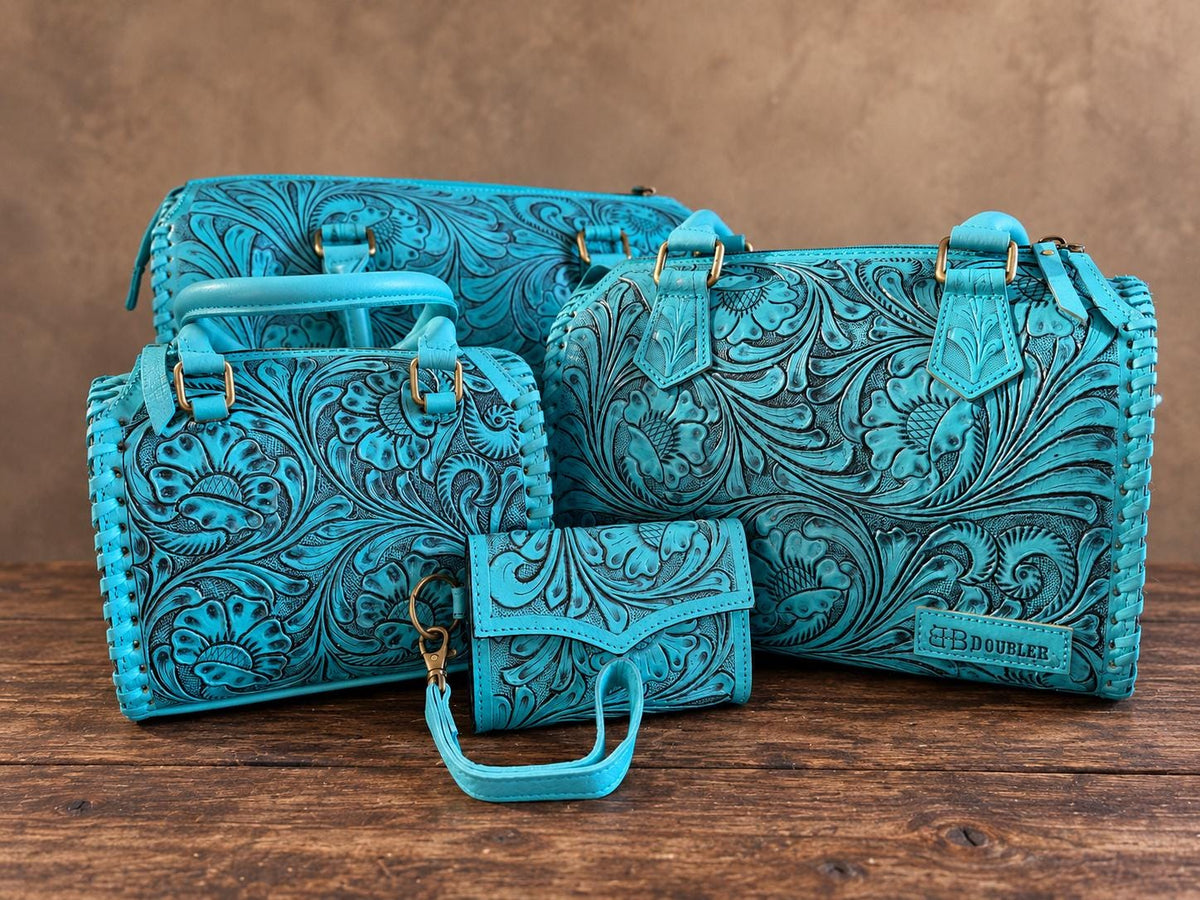 The Turquoise Mesa Speedy Leather Barrel Bag Purse by Double B