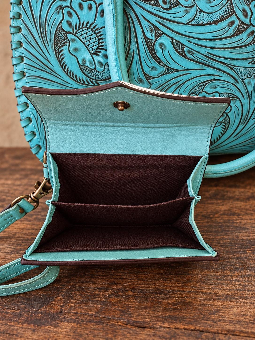 The Turquoise Mesa Speedy Leather Barrel Bag Purse by Double B