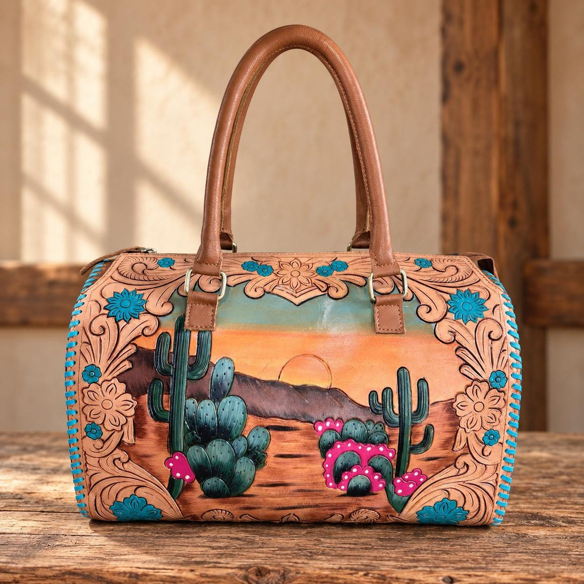 Catus Blossom Western Speedy Leather Purse by Double B