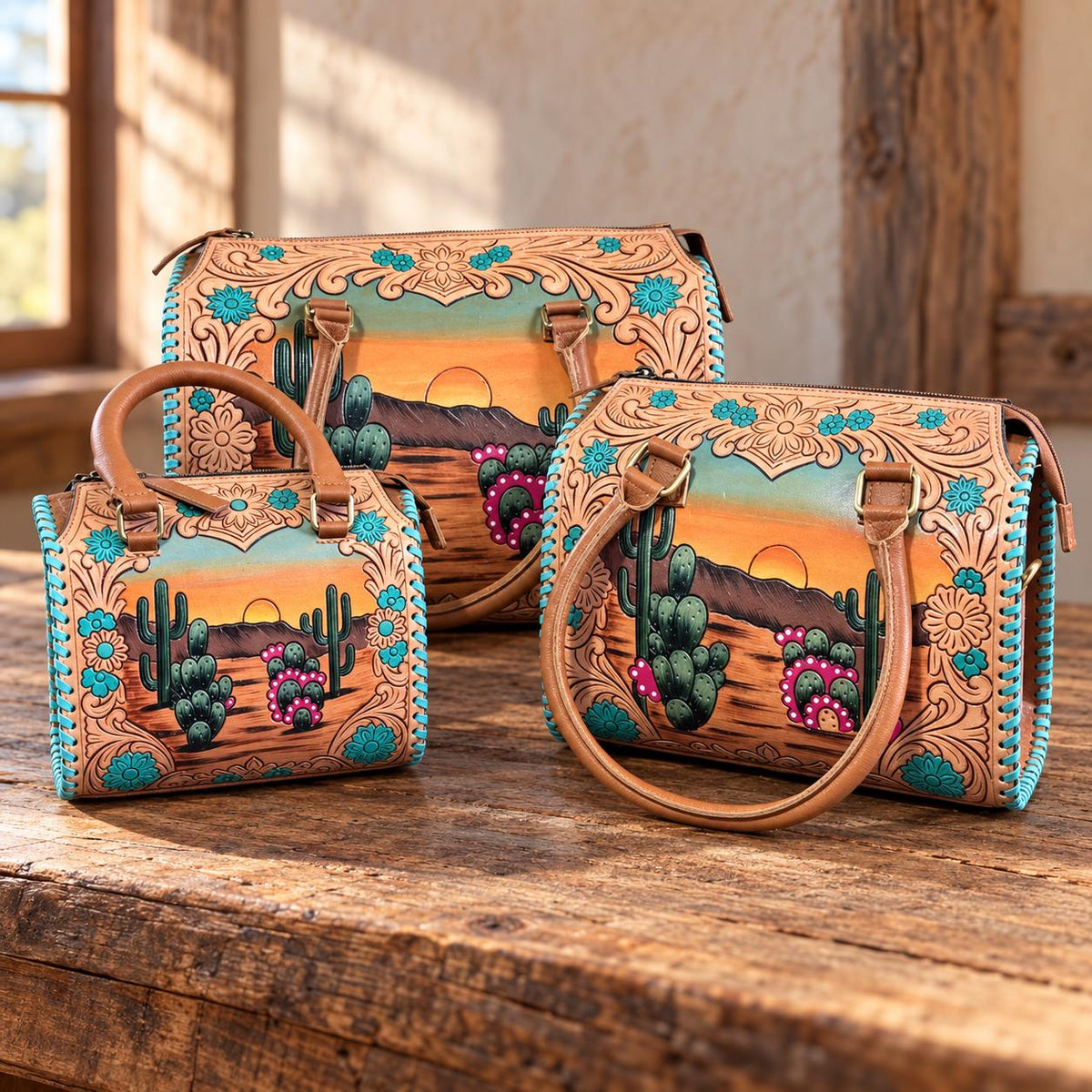 Catus Blossom Western Speedy Leather Purse by Double B