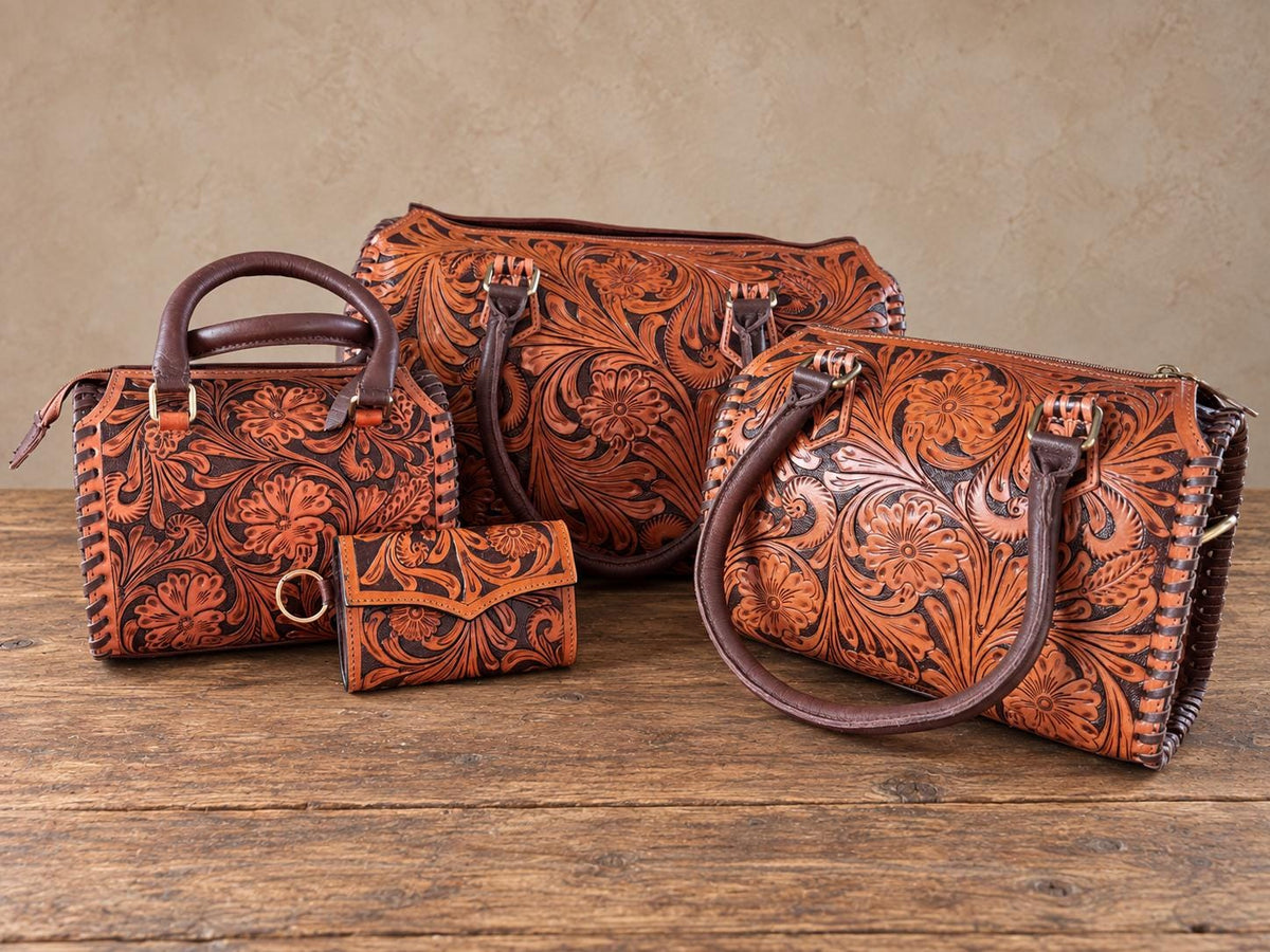The Sheridan Sorrel Speedy Leather Barrel Bag Purse by Double B