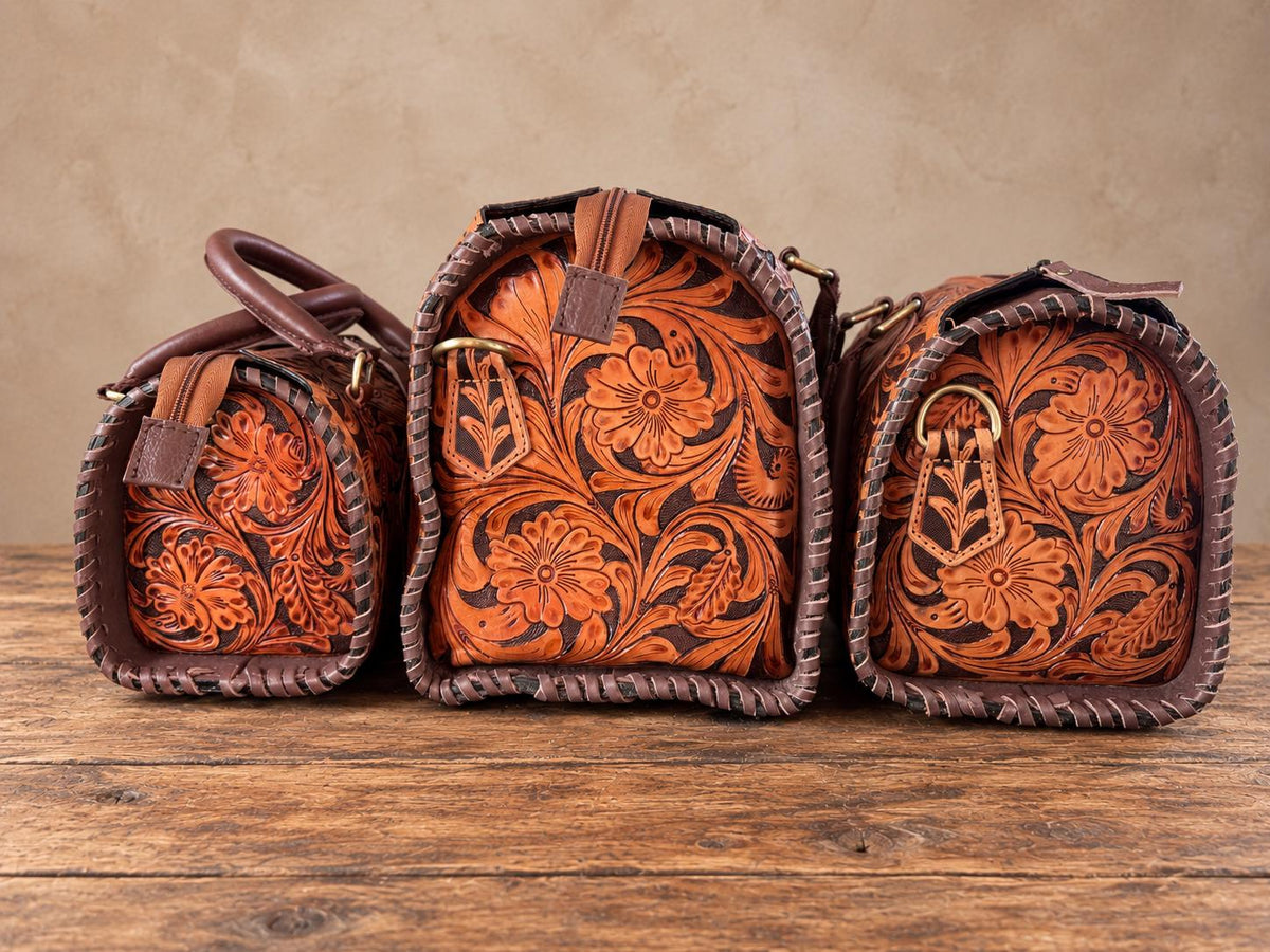The Sheridan Sorrel Speedy Leather Barrel Bag Purse by Double B