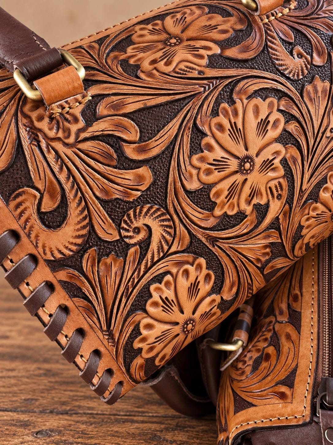 The Sheridan Sorrel Speedy Leather Barrel Bag Purse by Double B