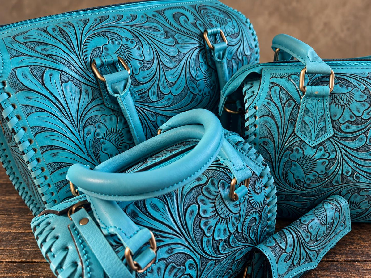The Turquoise Mesa Speedy Leather Barrel Bag Purse by Double B