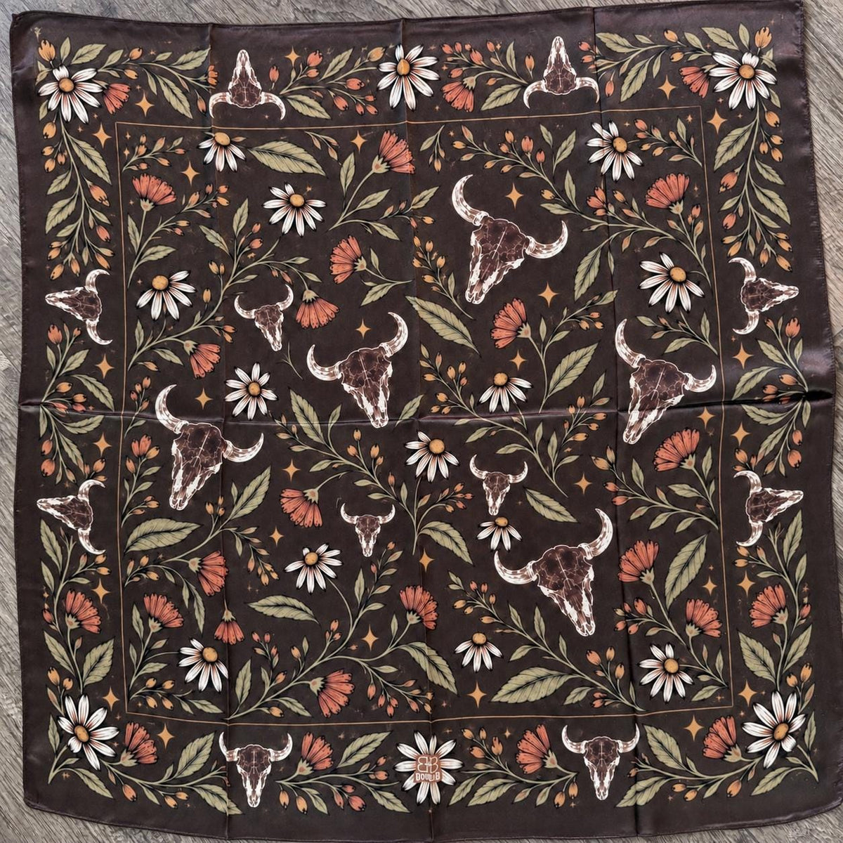 Wildflower & Bone a Double B Luxury Silk Western Wild Rag